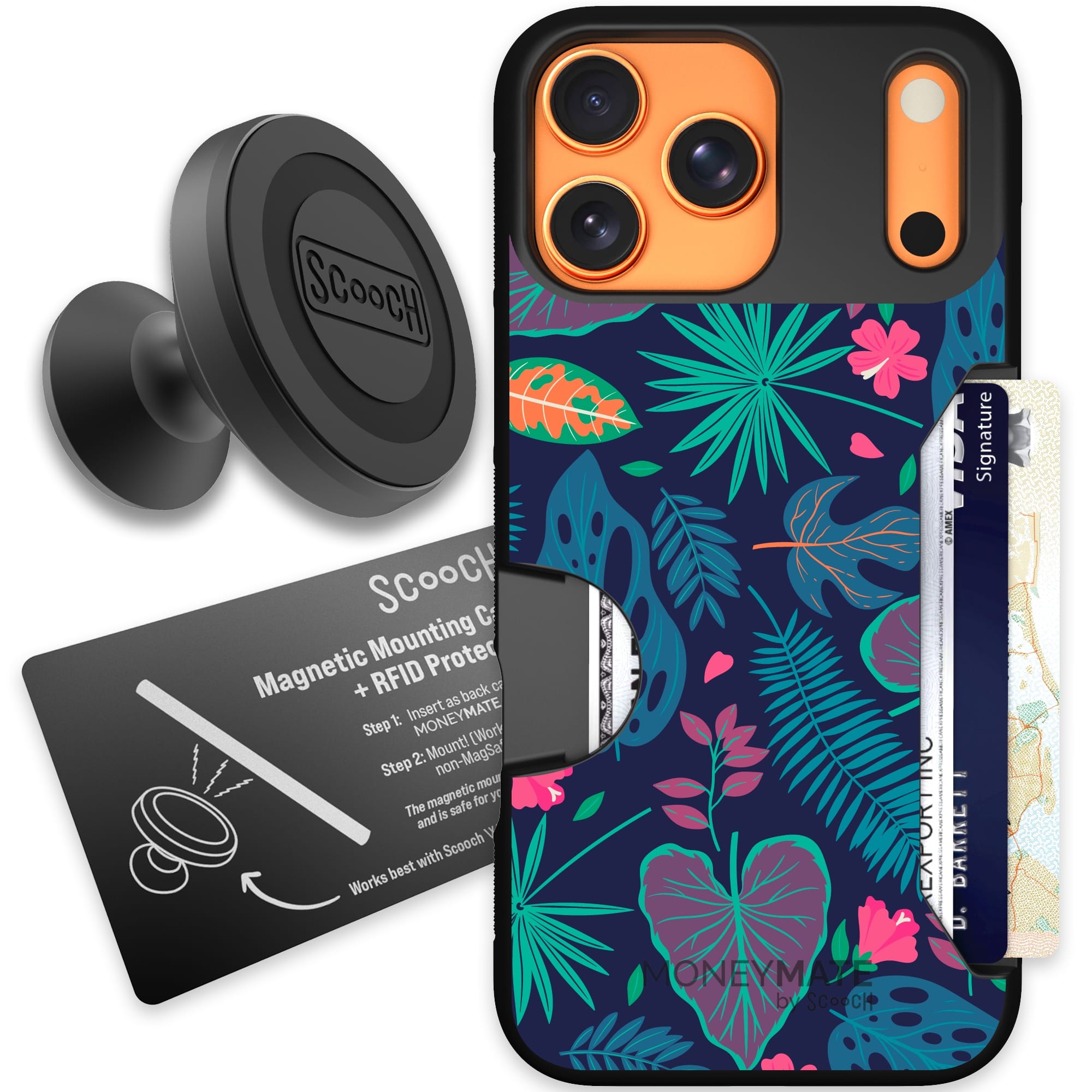 Scooch-Moneymate Starter Bundle for iPhone 17 Pro Max-Tropical Leaves