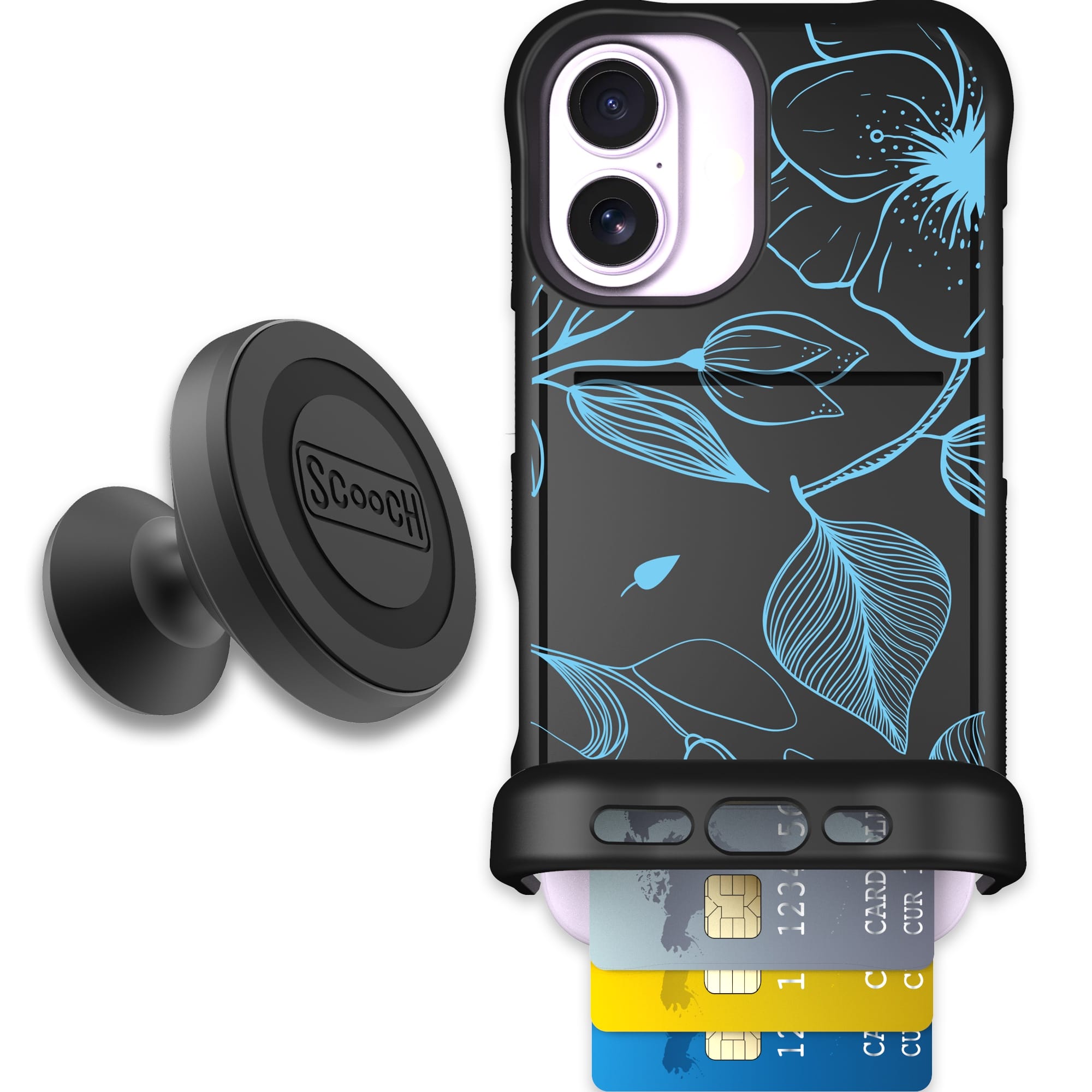 Scooch-Wingmate Starter Bundle for iPhone 17-Blue Hibiscus