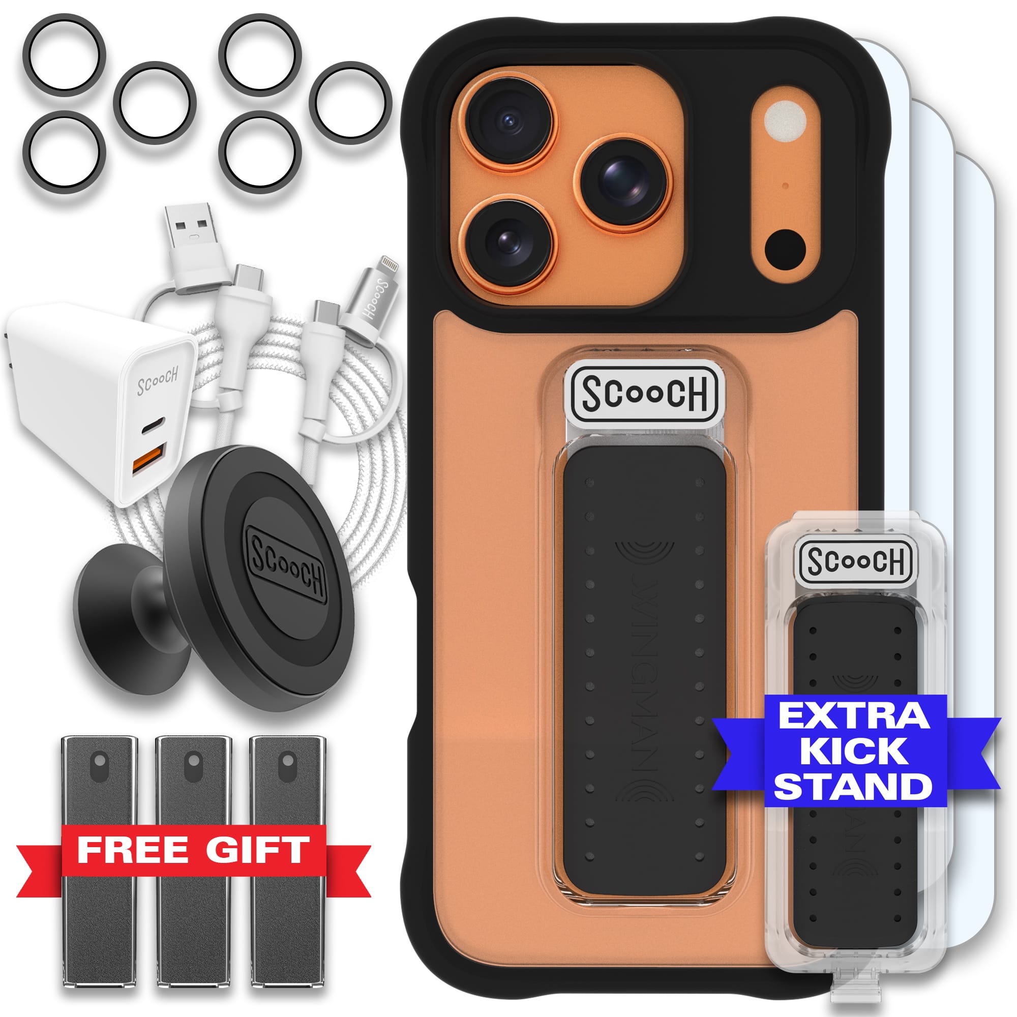 Scooch-Wingman Ultimate Bundle for iPhone 17 Pro-Tuxedo Clear