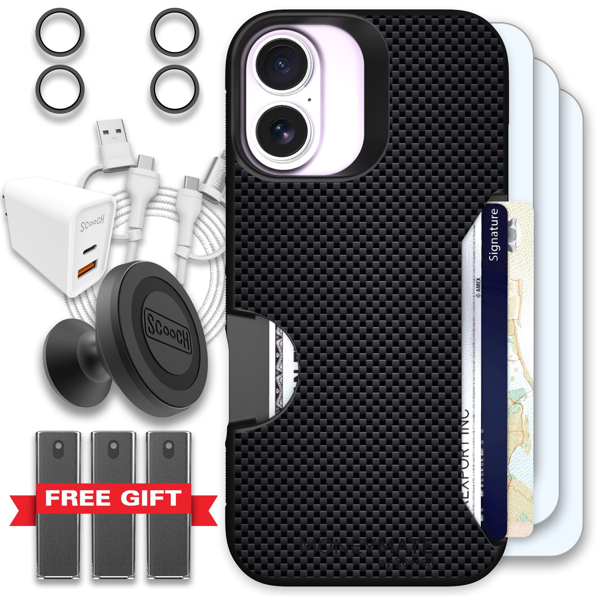Scooch-Moneymate Ultimate Bundle for iPhone 17-Carbon Fiber