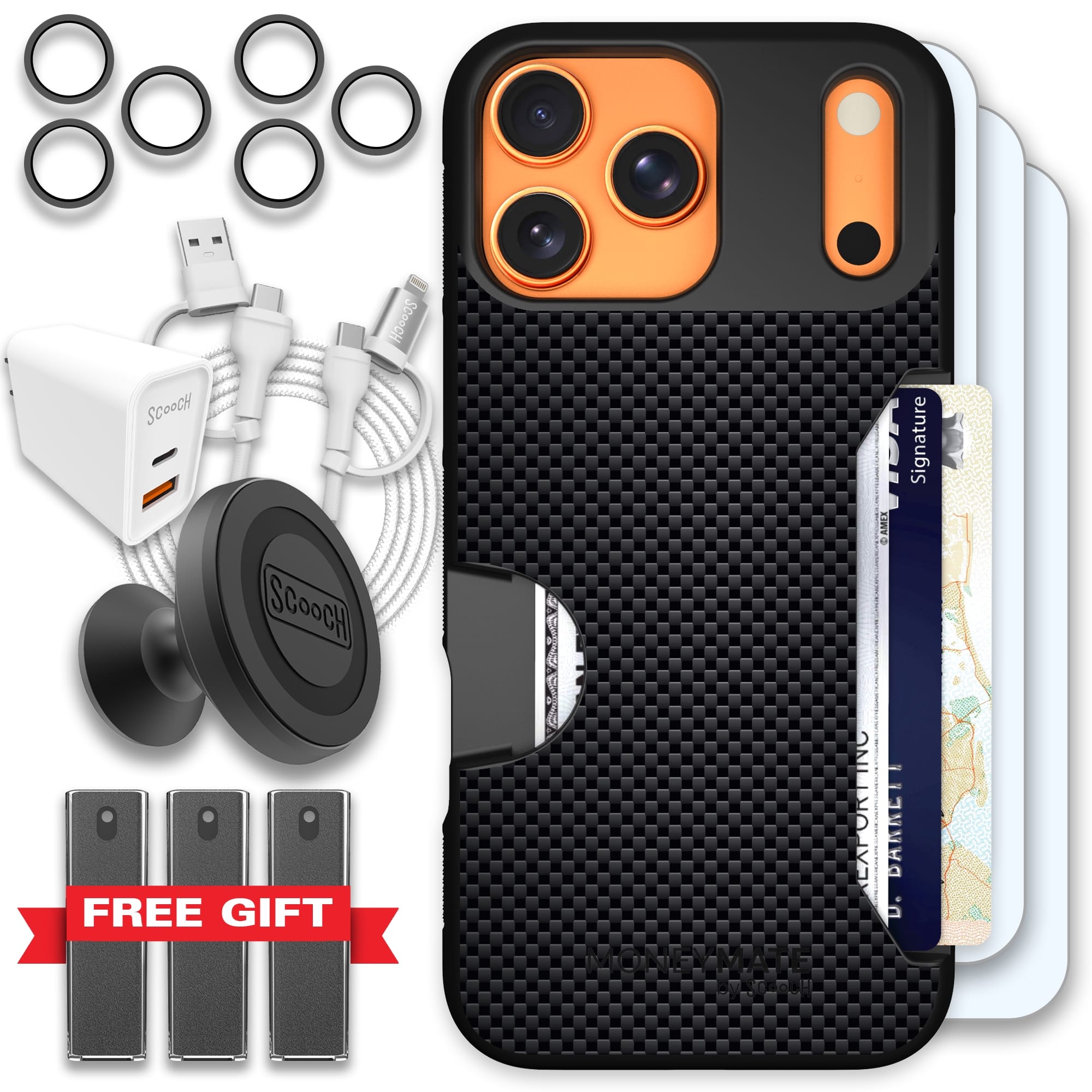 Scooch-Moneymate Ultimate Bundle for iPhone 17 Pro Max-Carbon Fiber