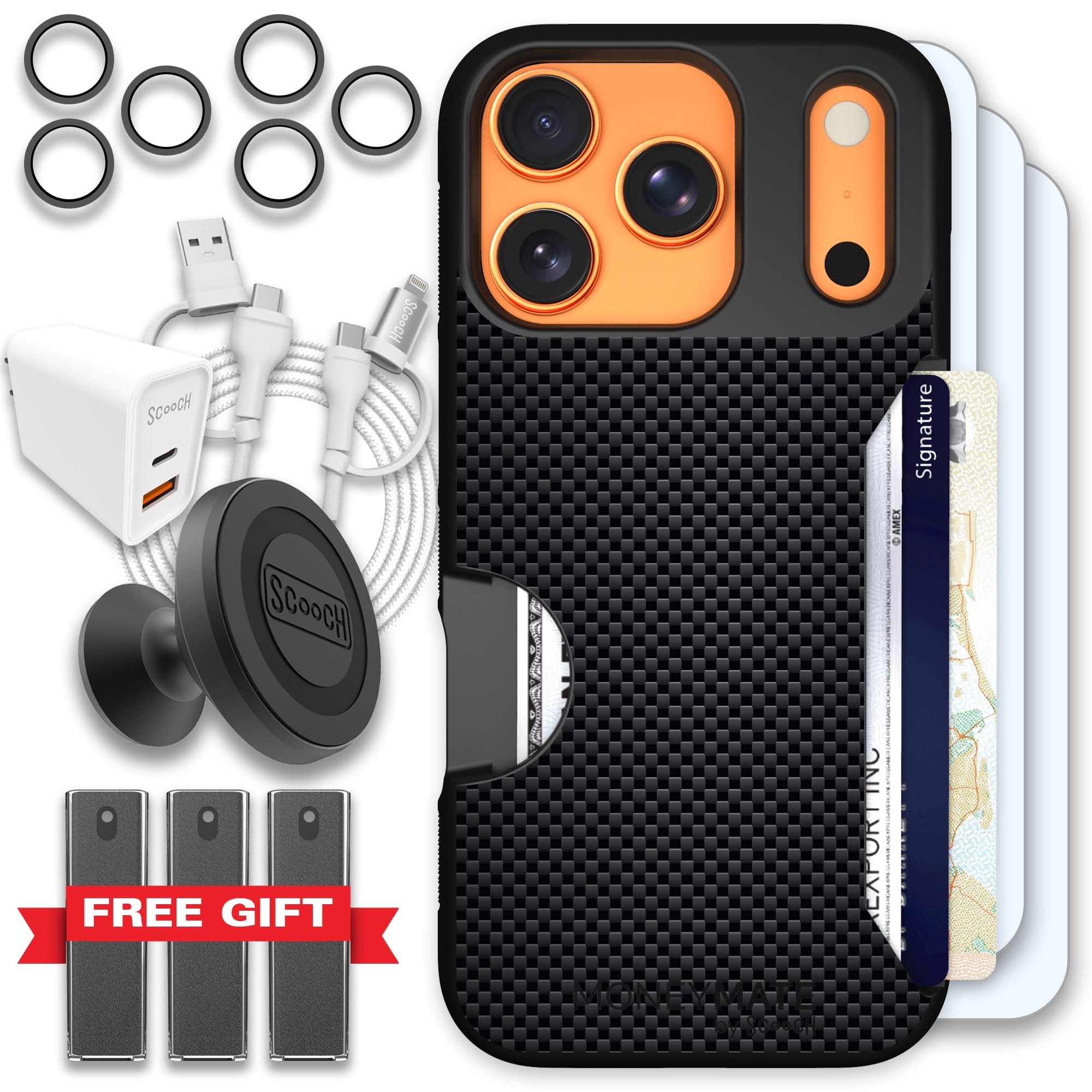 Scooch-Moneymate Ultimate Bundle for iPhone 17 Pro-Carbon Fiber