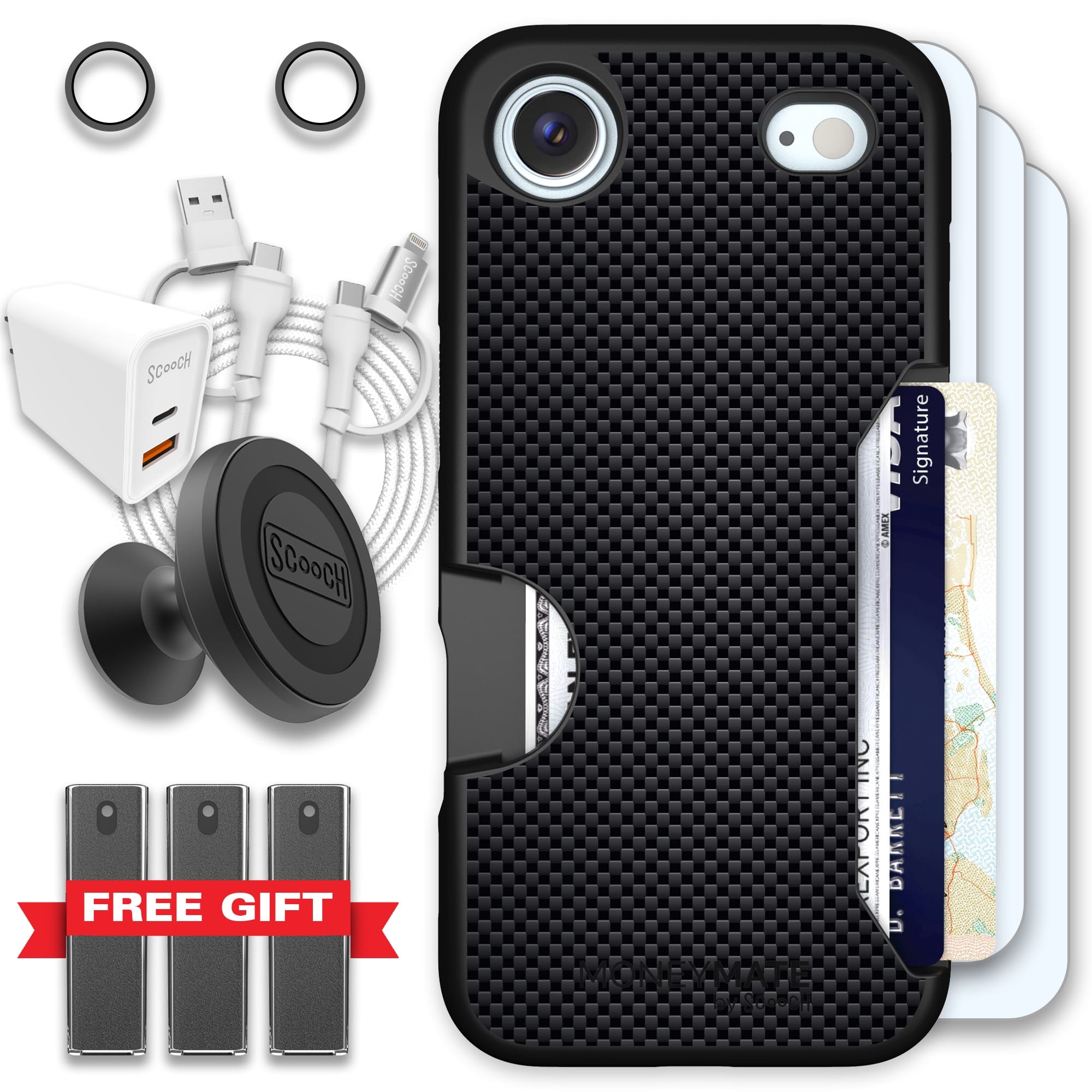 Scooch-Moneymate Ultimate Bundle for iPhone Air-Carbon Fiber