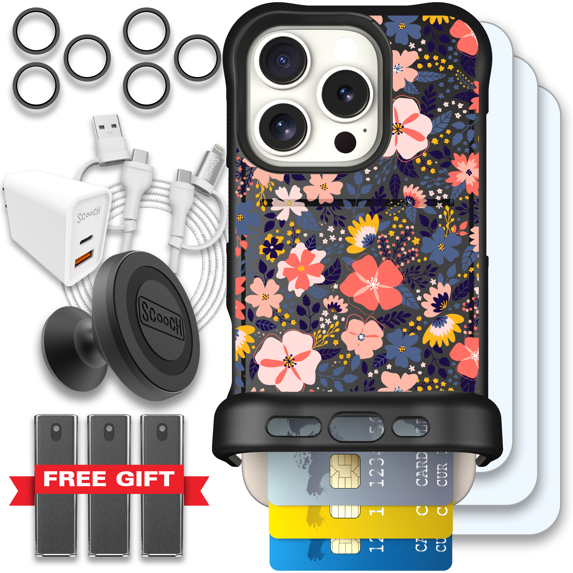 Scooch-Wingmate Ultimate Bundle for iPhone 16 Pro-Wildflowers