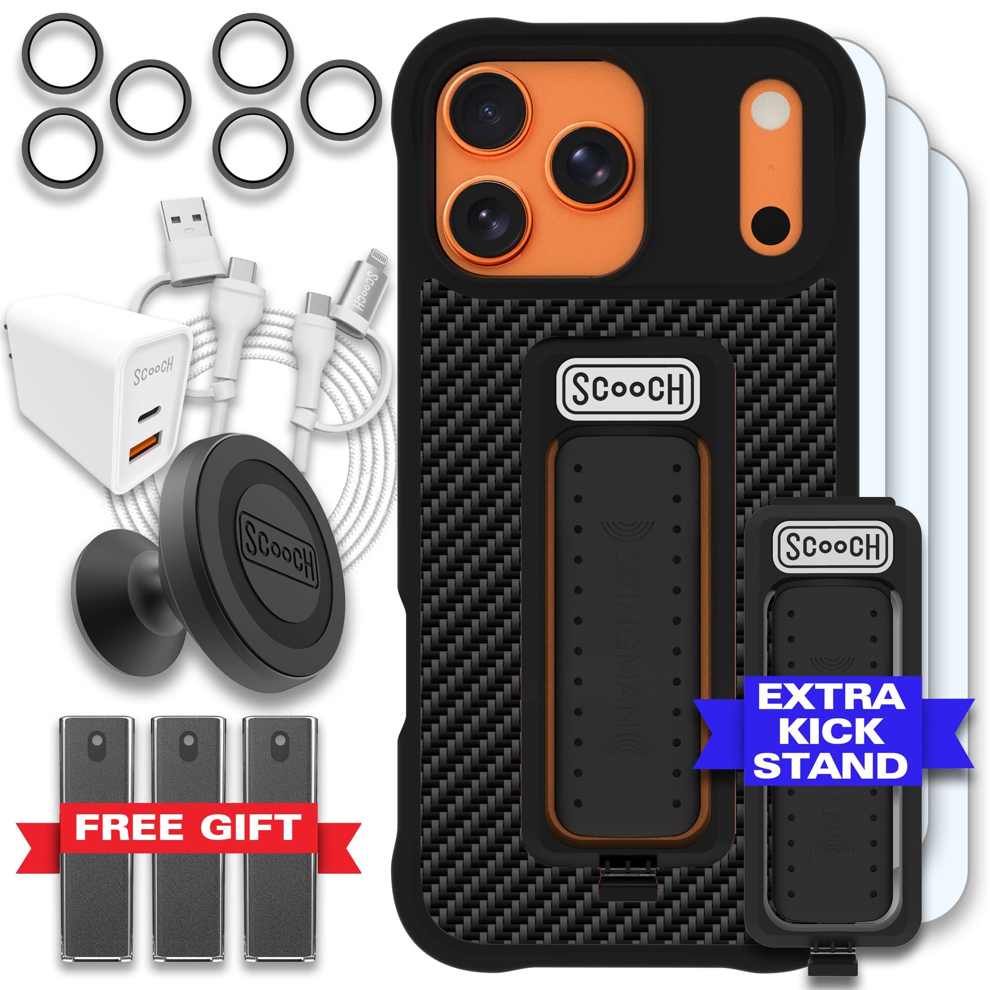 Scooch-Wingman Ultimate Bundle for iPhone 17 Pro Max-Carbon Fiber / Black