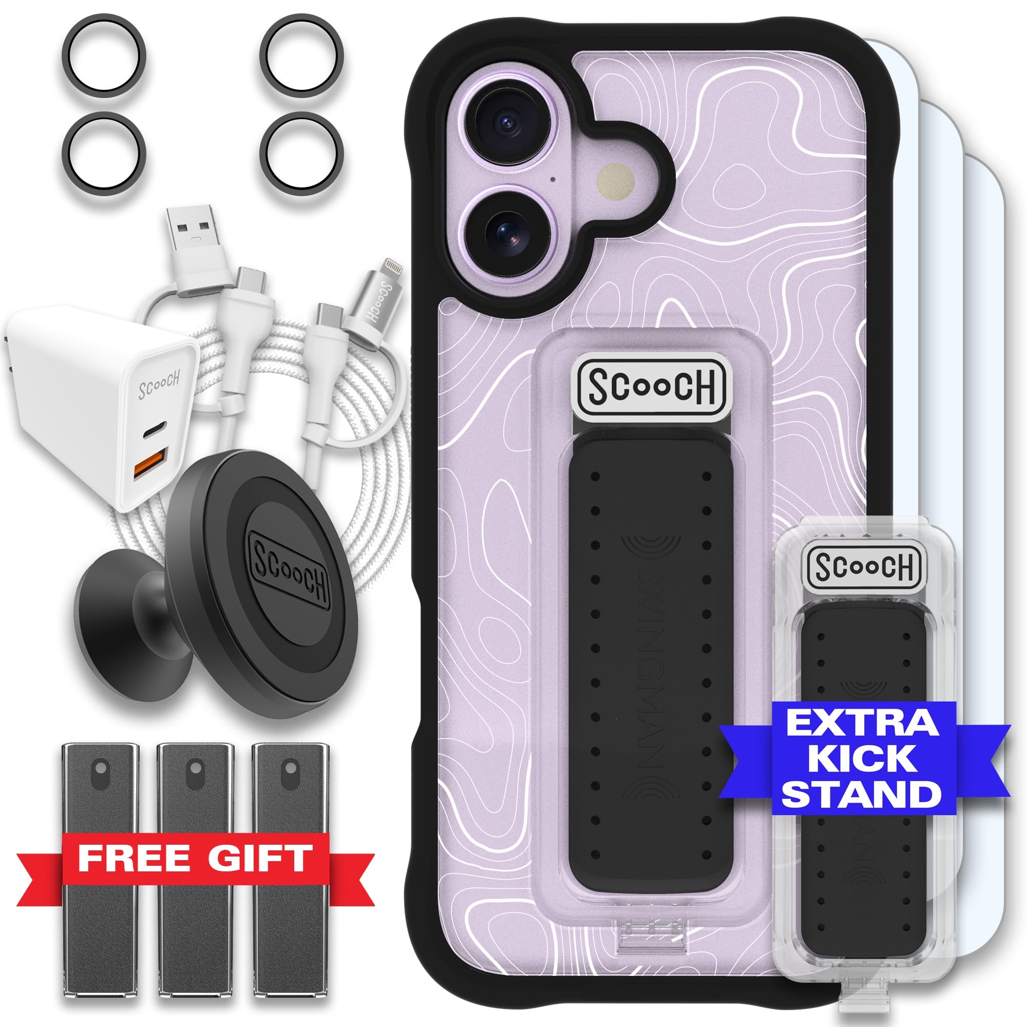 Scooch-Wingman Ultimate Bundle for iPhone 17 (Preorder — Ships mid to late October)-Topography / Black