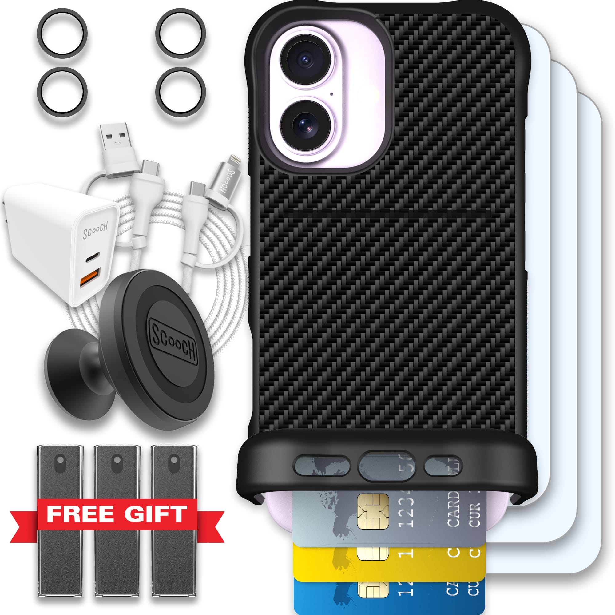 Scooch-Wingmate Ultimate Bundle for iPhone 17-Carbon Fiber