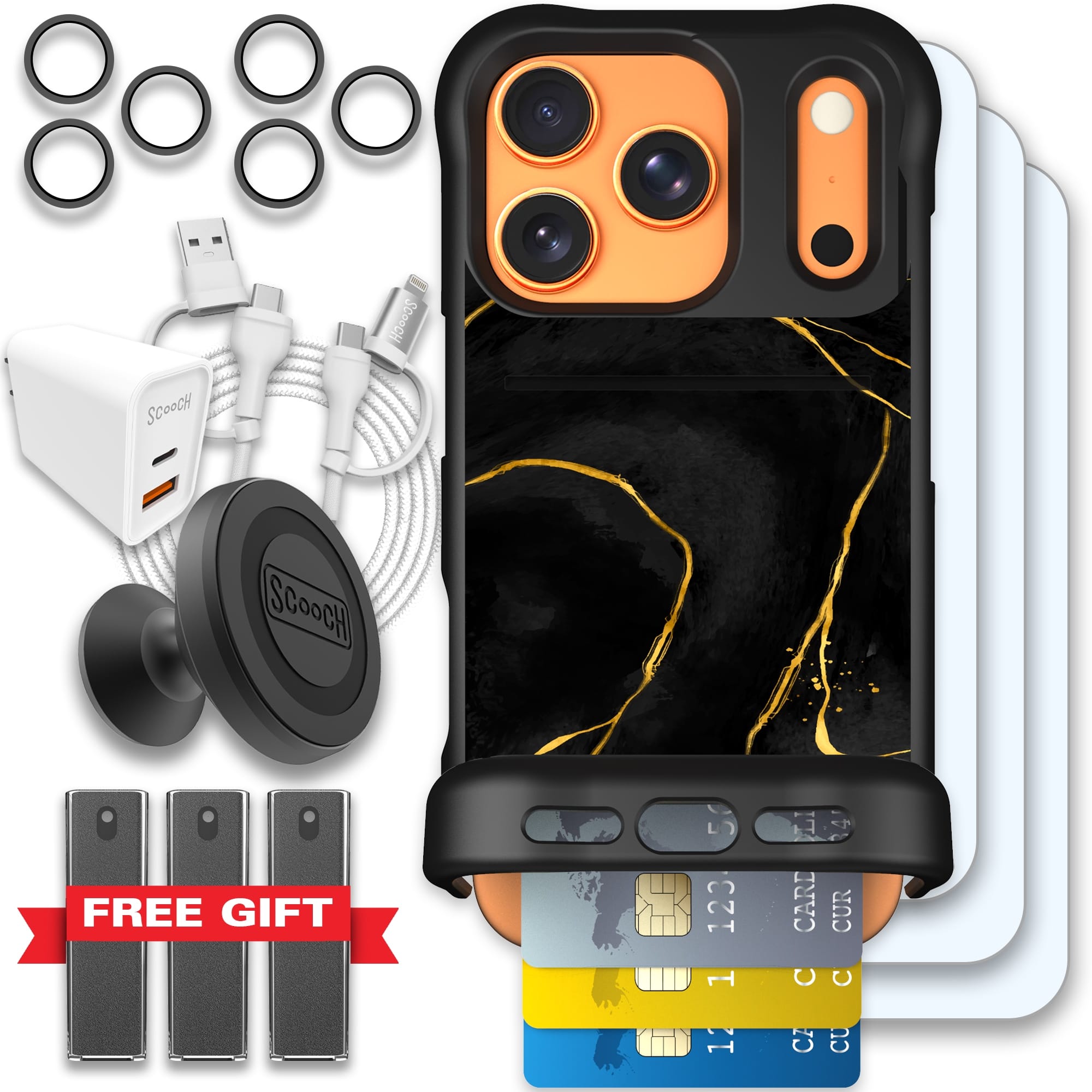 Scooch-Wingmate Ultimate Bundle for iPhone 17 Pro-Black Marble