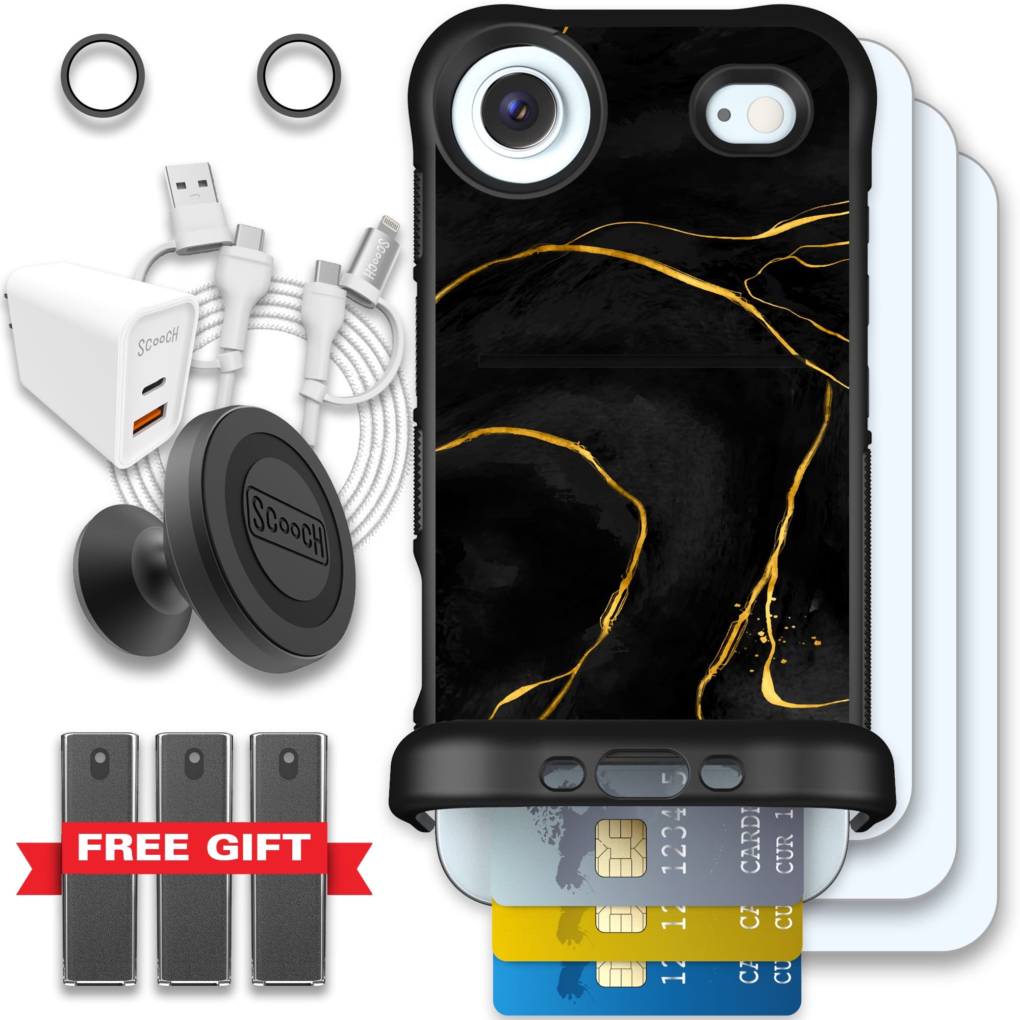 Scooch-Wingmate Ultimate Bundle for iPhone Air-Black Marble