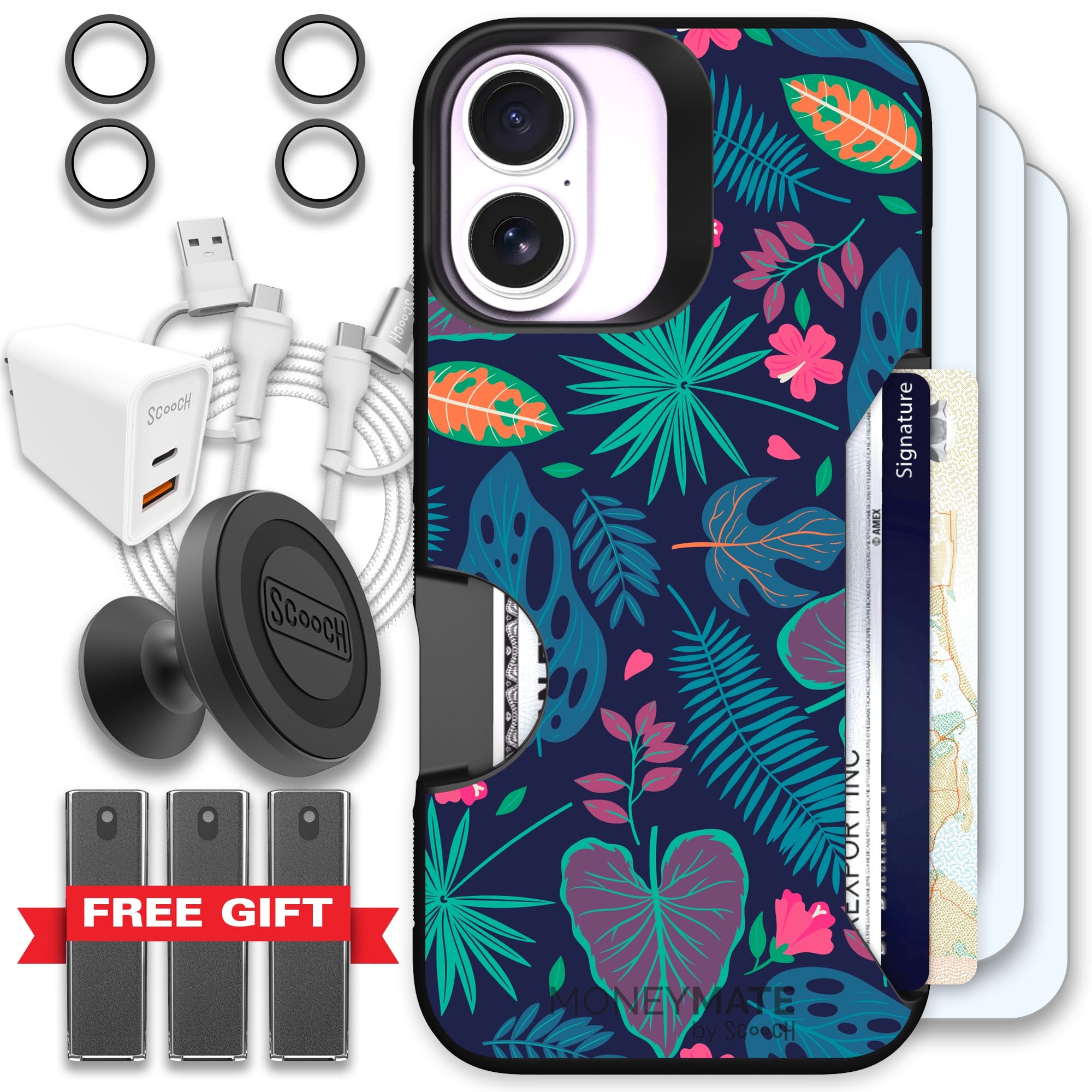 Scooch-Moneymate Ultimate Bundle for iPhone 17-Tropical Leaves