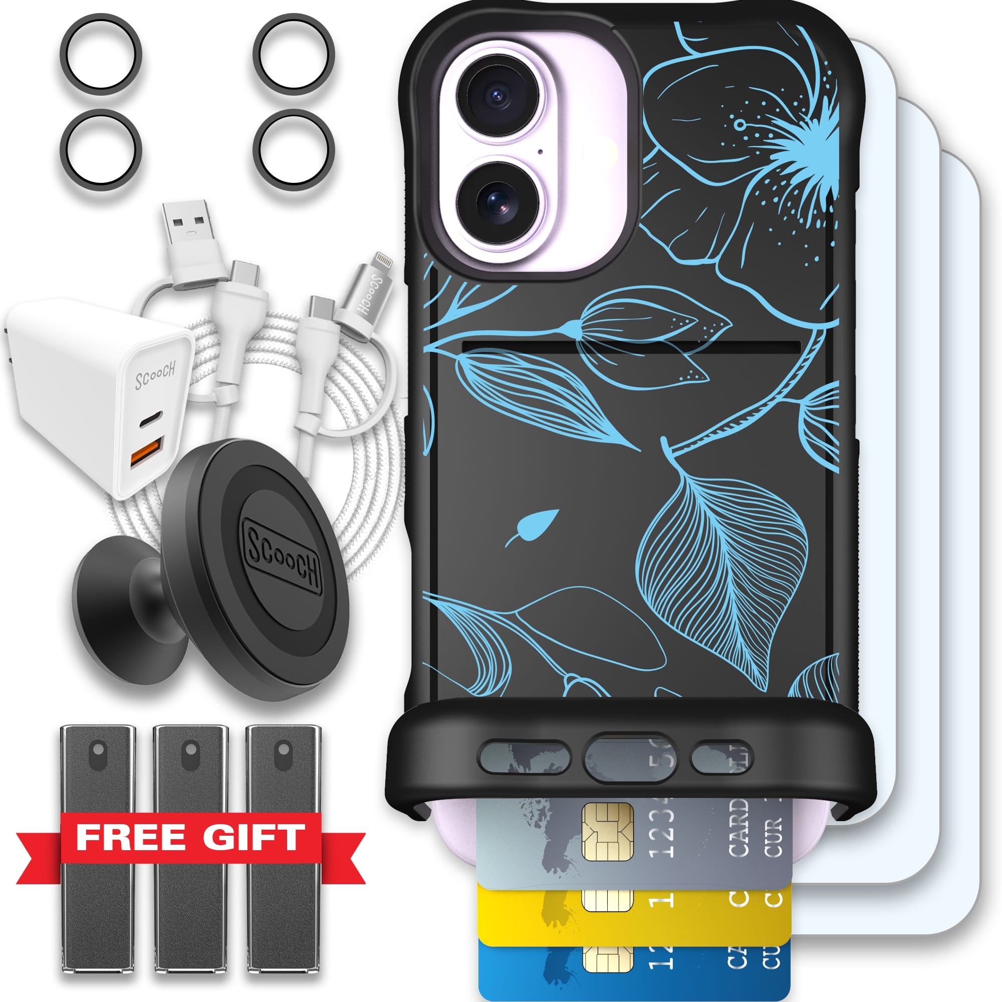 Scooch-Wingmate Ultimate Bundle for iPhone 17-Blue Hibiscus