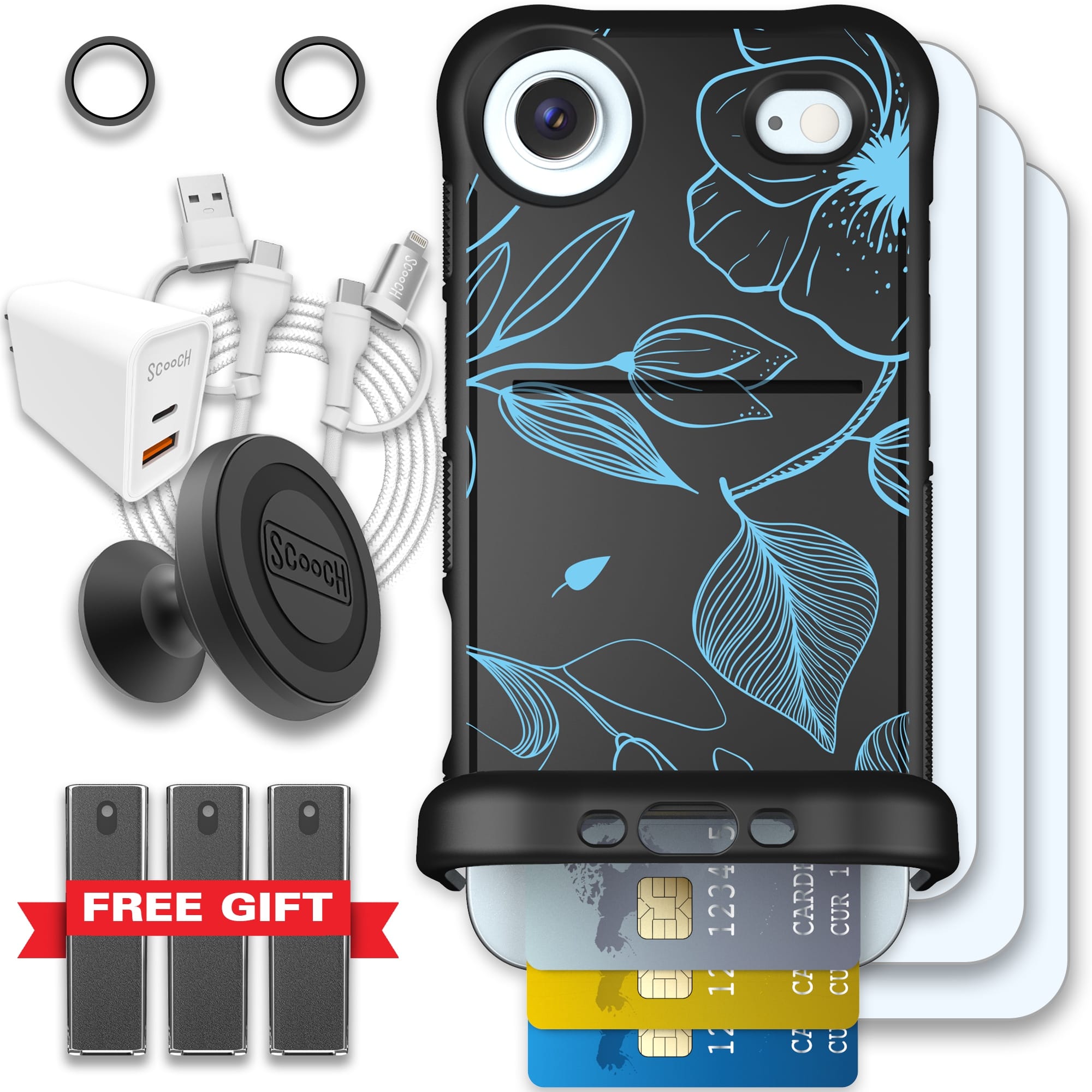 Scooch-Wingmate Ultimate Bundle for iPhone Air-Blue Hibiscus