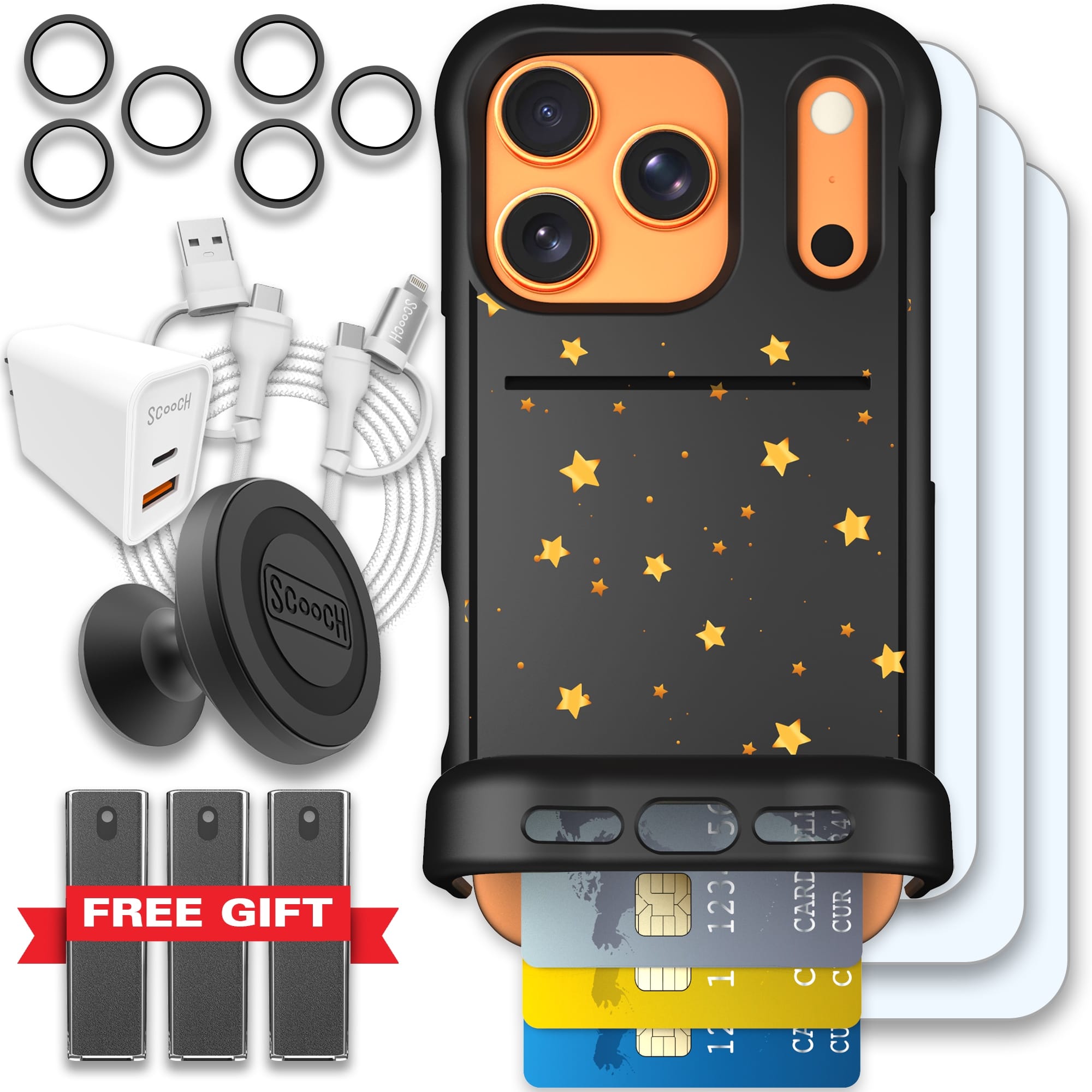 Scooch-Wingmate Ultimate Bundle for iPhone 17 Pro-Gold Stars