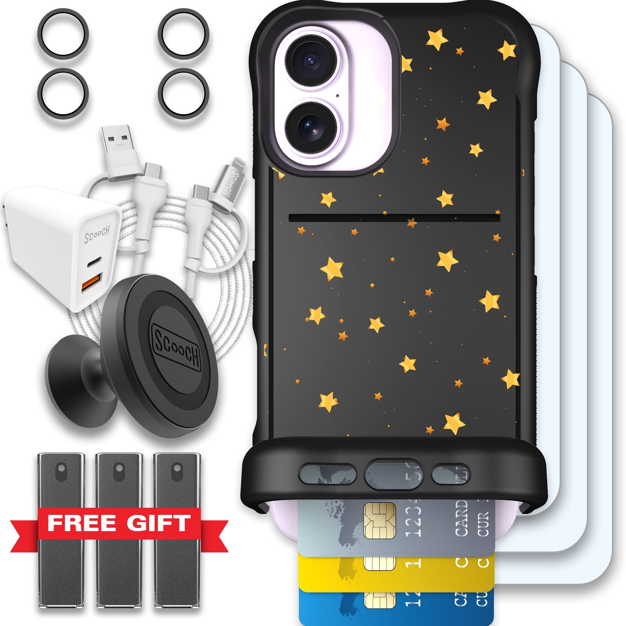 Scooch-Wingmate Ultimate Bundle for iPhone 17-Gold Stars