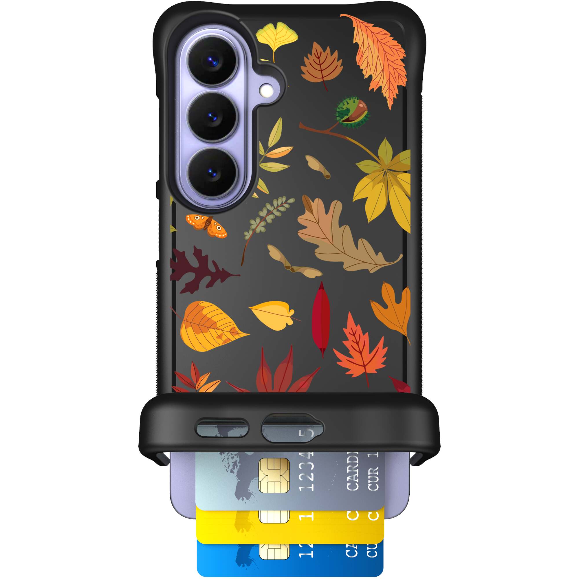 Autumn Leaves multicolored fall foliage pattern on a charcoal Scooch Wingmate case for Galaxy S26