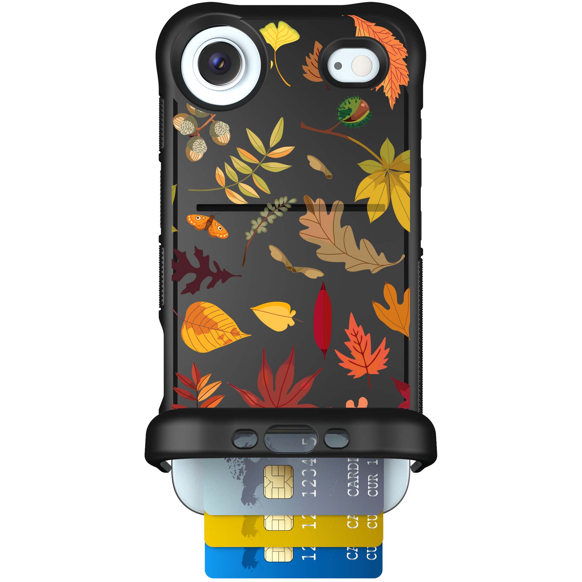 Autumn Leaves multicolored fall foliage pattern on a charcoal Scooch Wingmate case for iPhone Air
