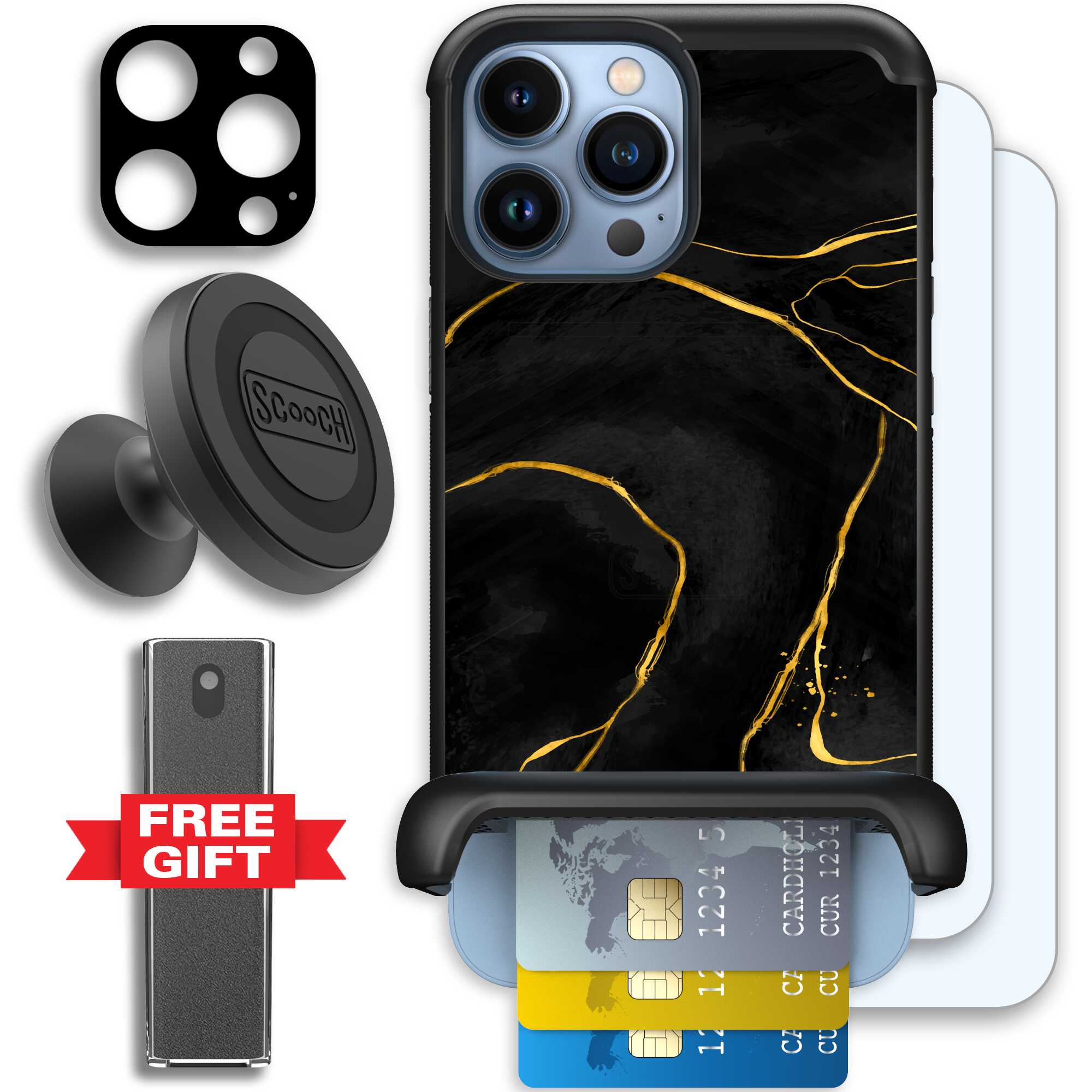 Wingmate Black Marble for iPhone 13 Pro Max - Defender Bundle