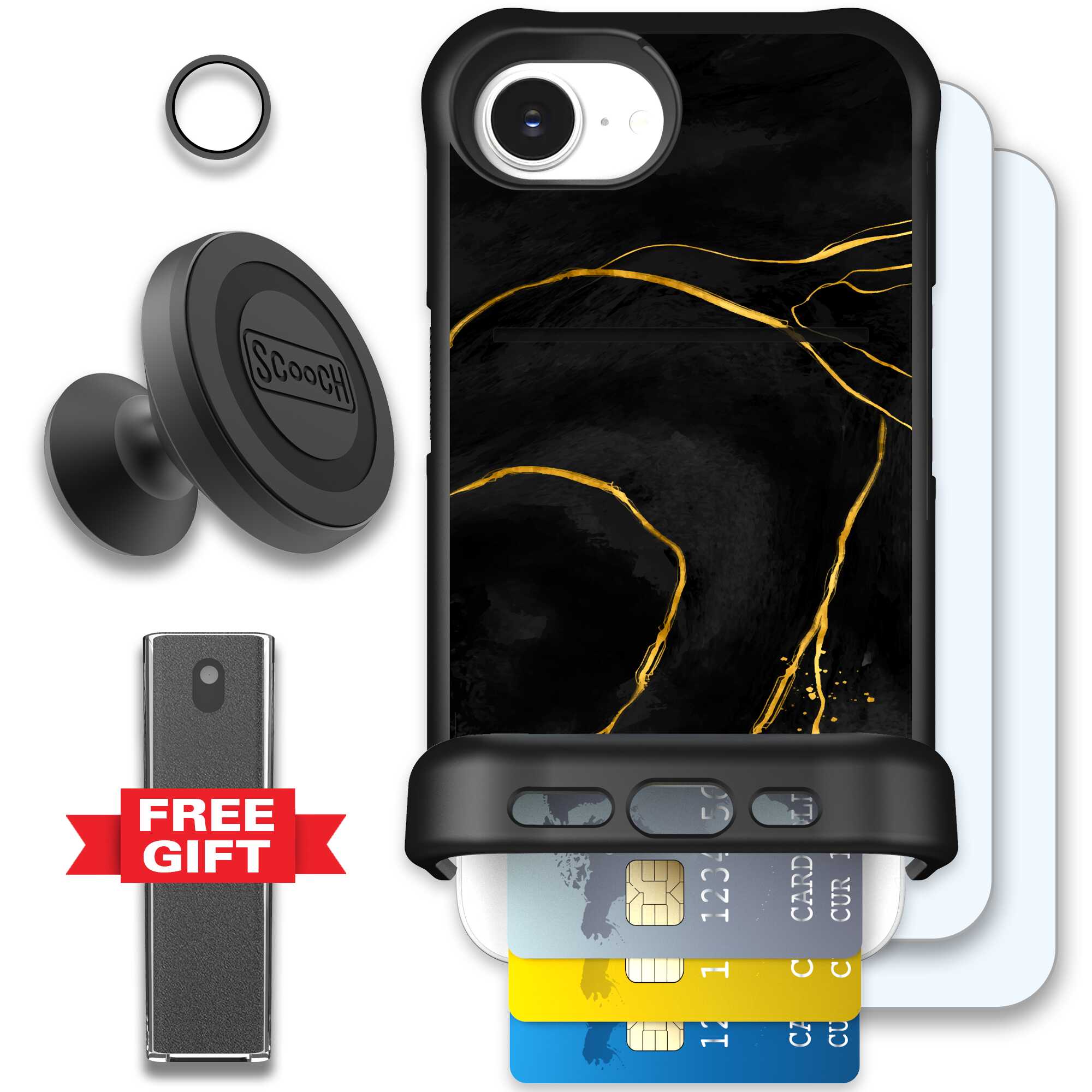 Wingmate Black Marble for iPhone 16e - Defender Bundle