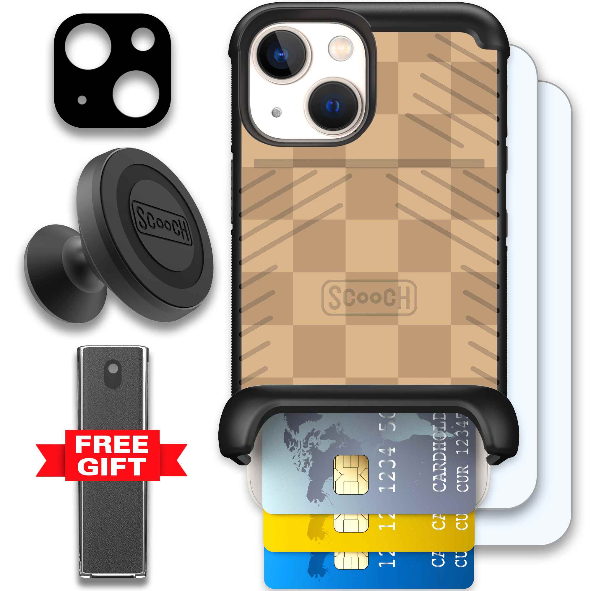 Checkered Beige | website | iPhone 13 mini | Defender Bundle