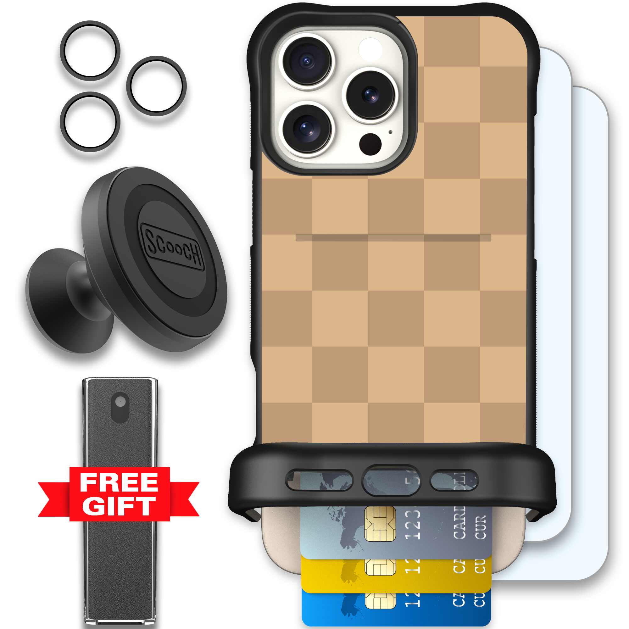 Checkered Beige | website | iPhone 16 Pro Max | Defender Bundle