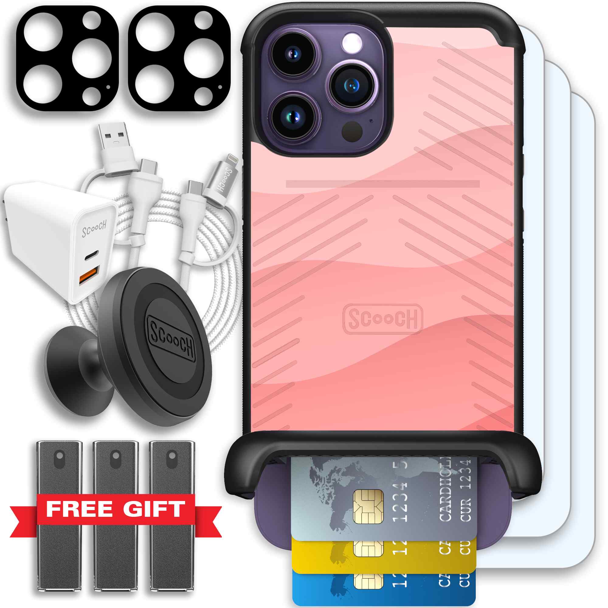 Wingmate Pink Waves for iPhone 14 Pro Max - Ultimate Bundle