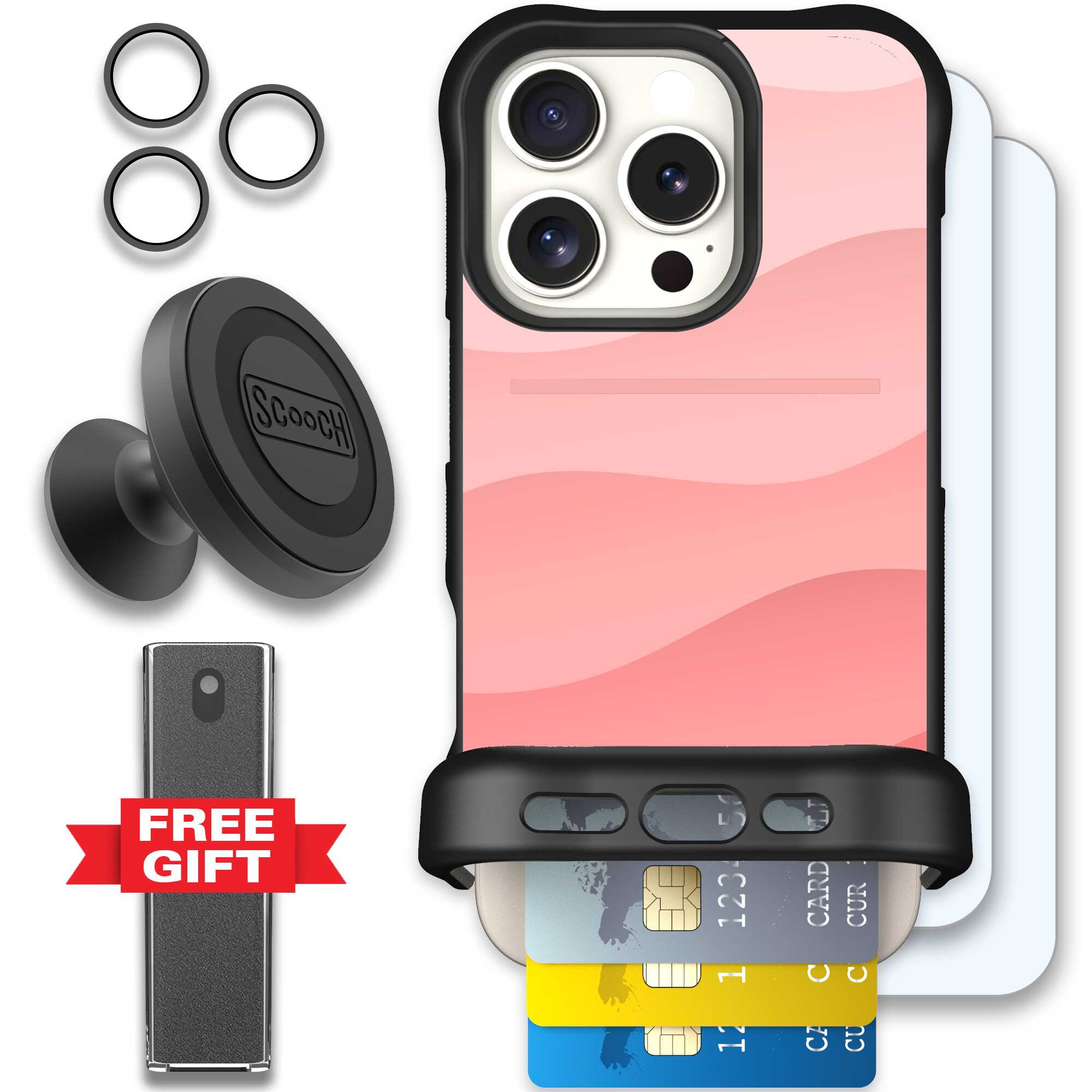 Wingmate Pink Waves for iPhone 16 Pro - Defender Bundle