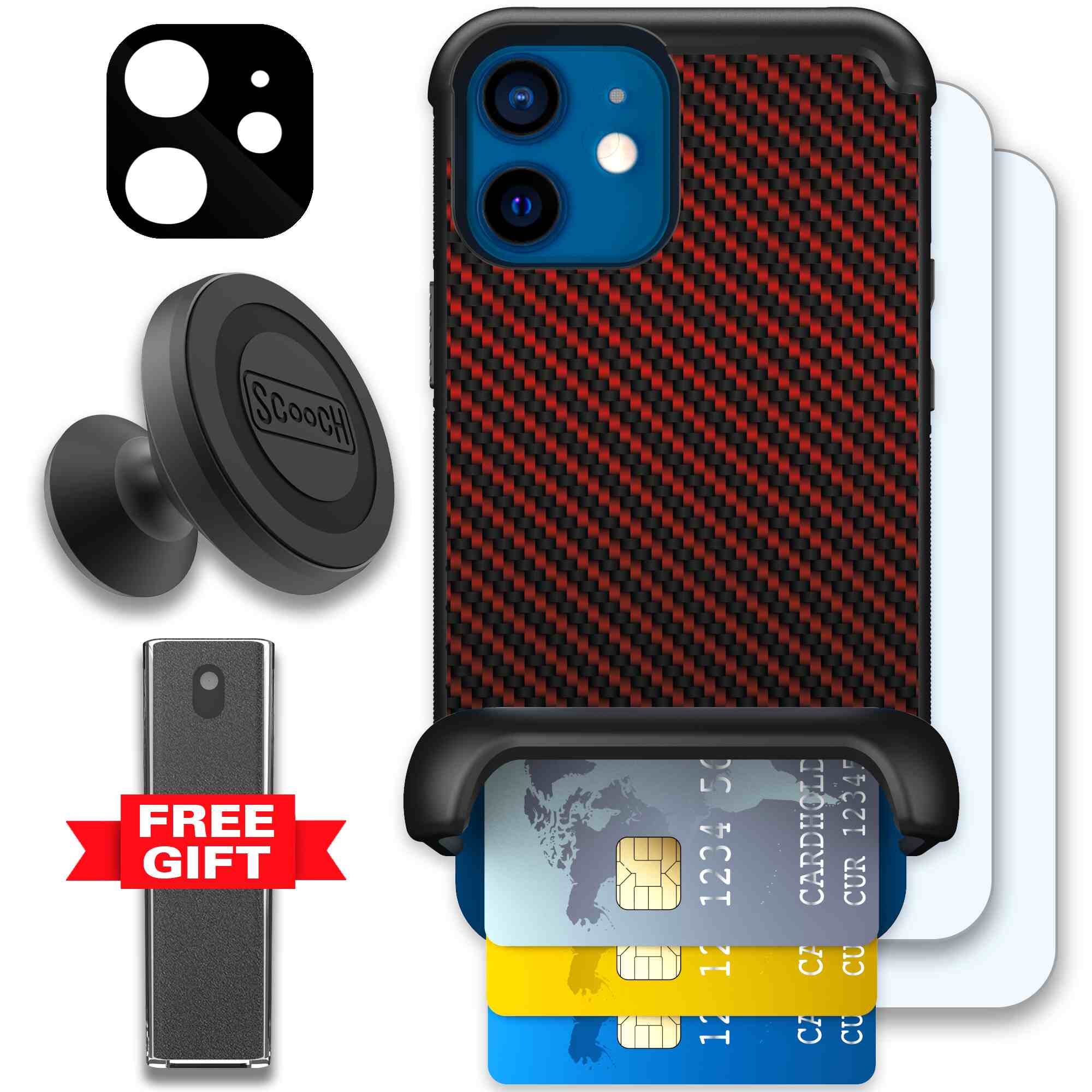 Red Carbon Fiber | website | iPhone 12 mini | Defender Bundle