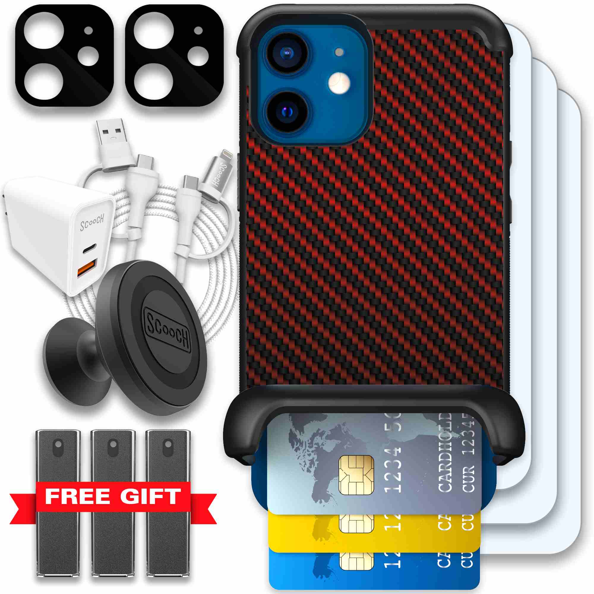 Red Carbon Fiber | website | iPhone 12 mini | Ultimate Bundle
