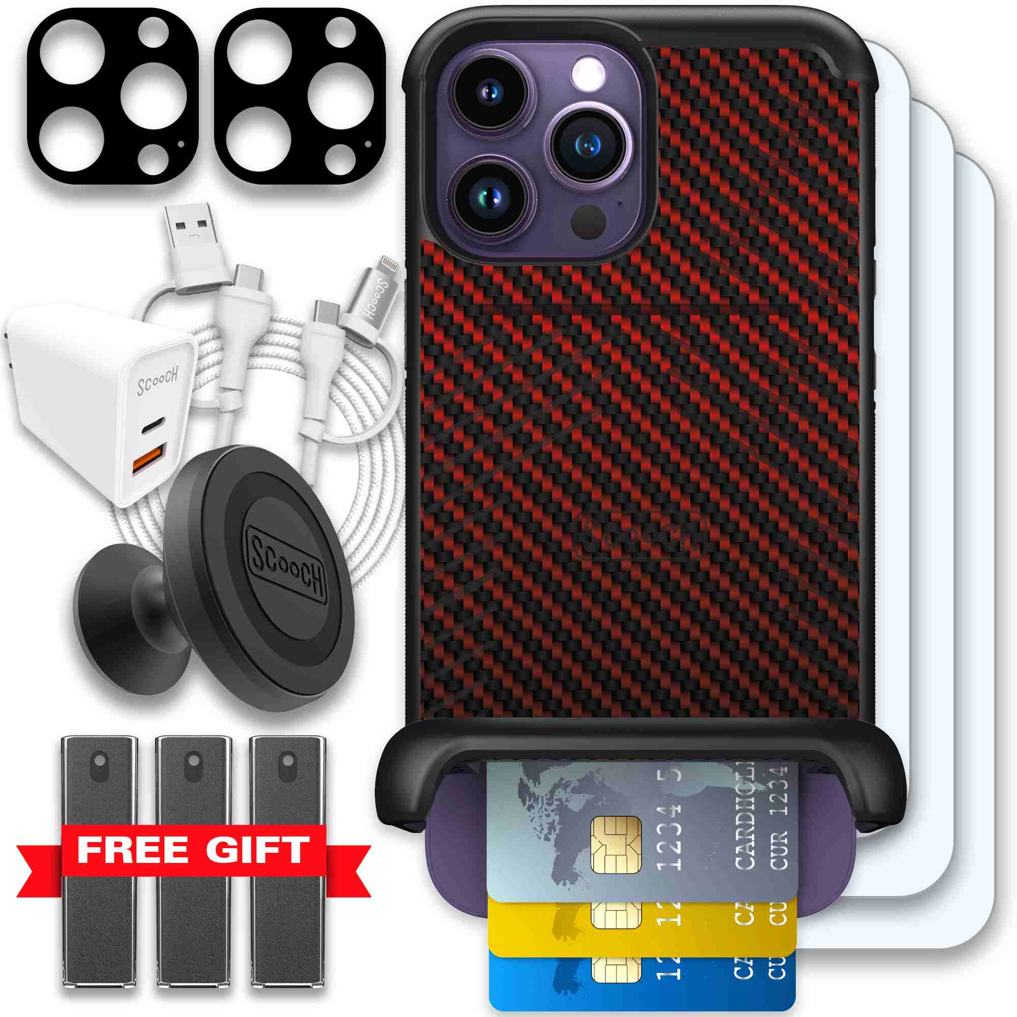 Red Carbon Fiber | website | iPhone 14 Pro Max | Ultimate Bundle