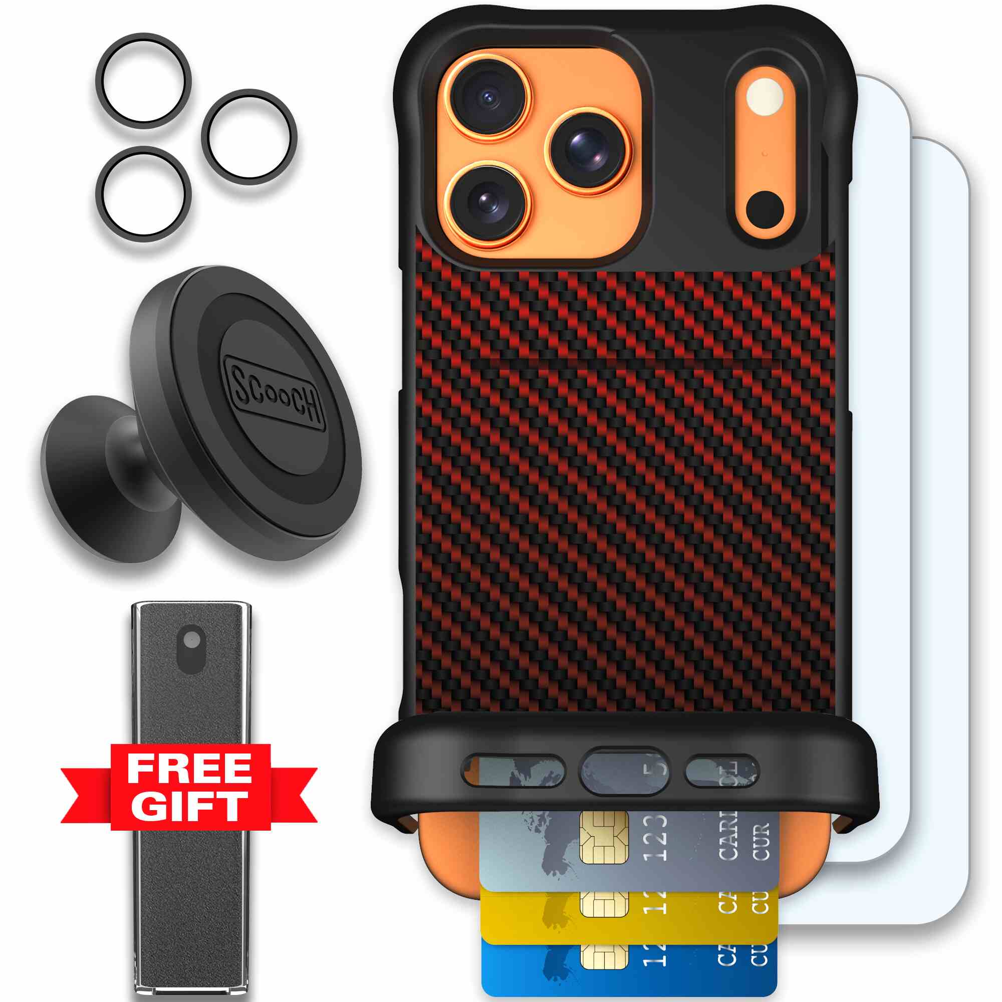 Red Carbon Fiber | website | iPhone 17 Pro Max | Defender Bundle