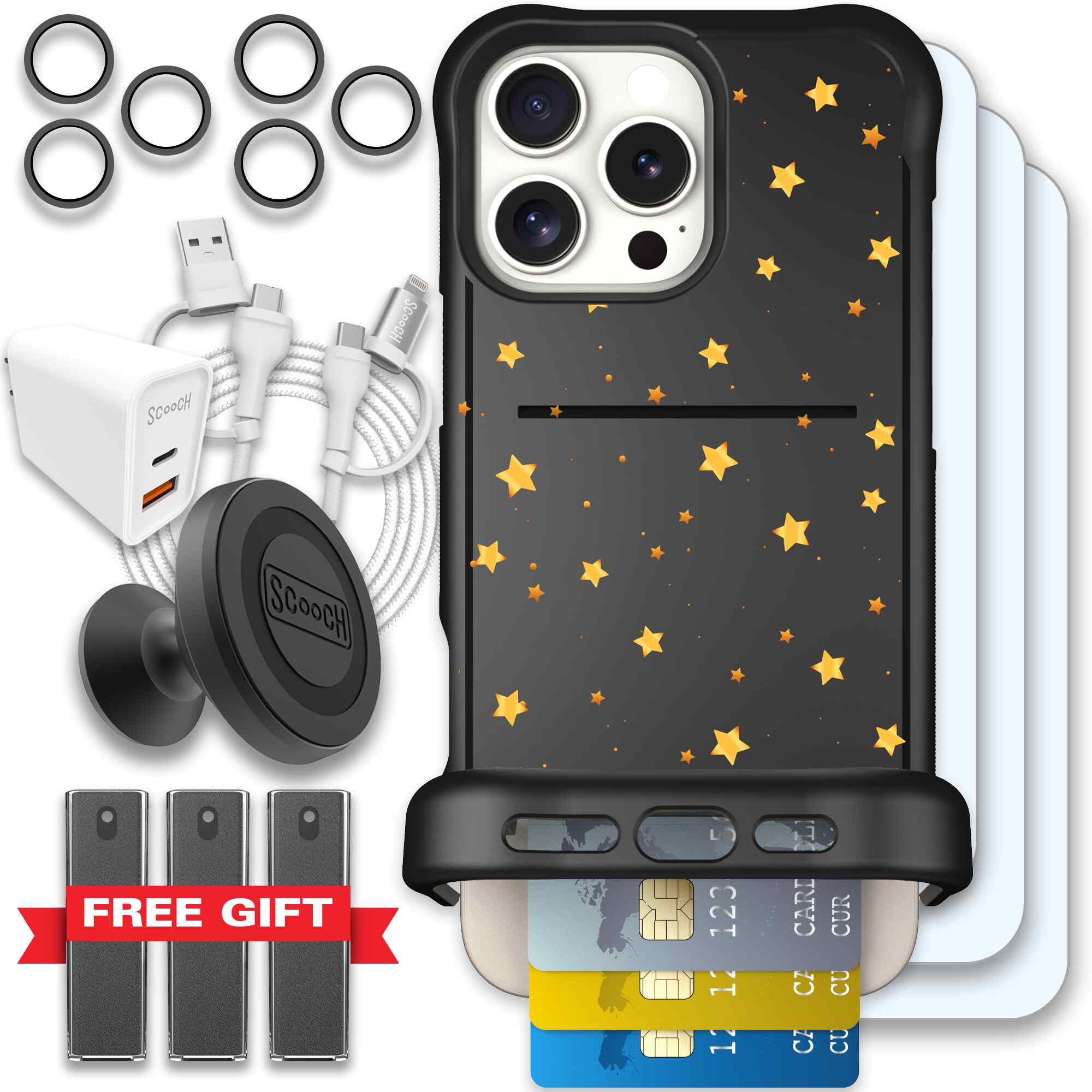 Wingmate Gold Stars for iPhone 16 Pro Max - Ultimate Bundle