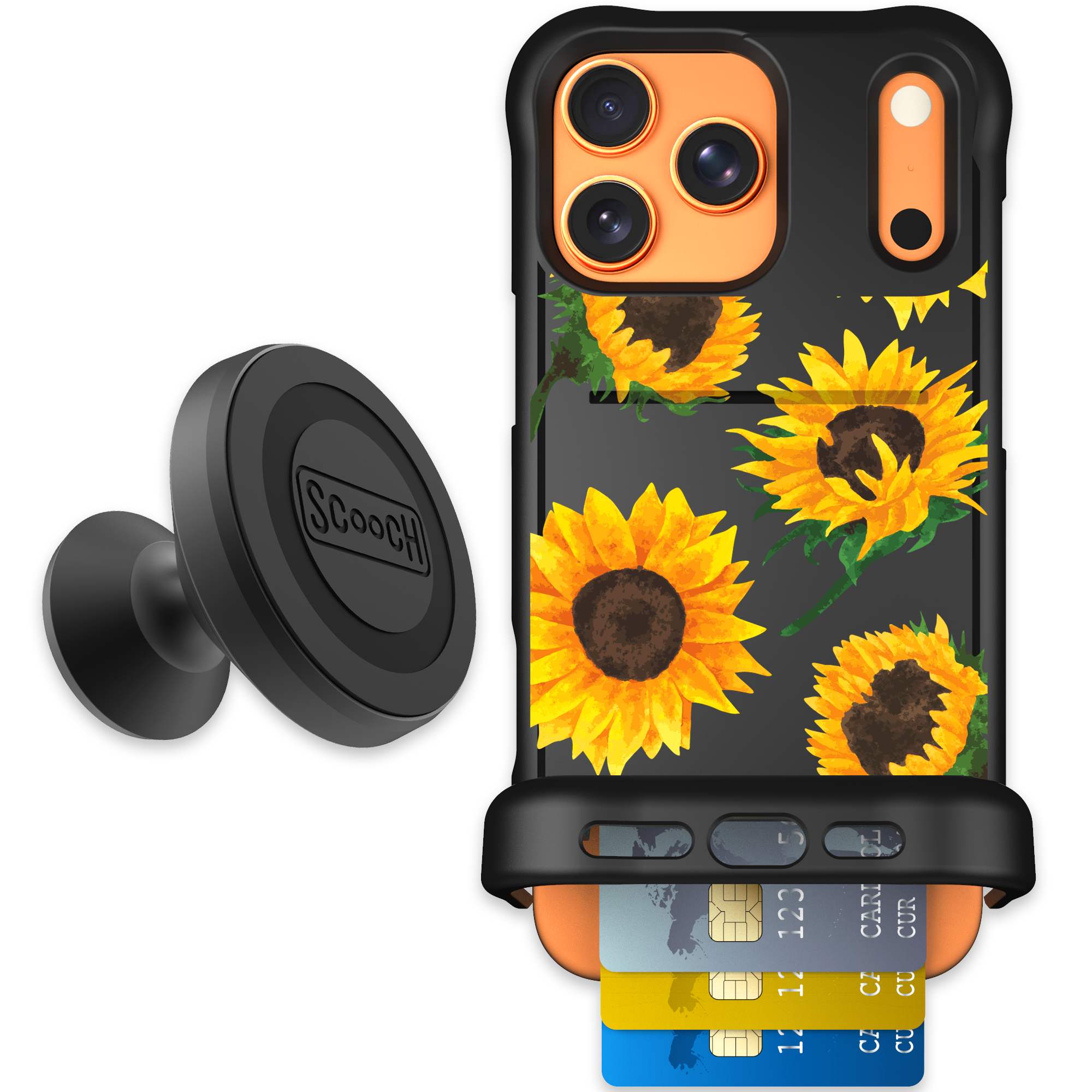 スマートフォン本体 sun flower Scooch Wingmate in Sunflower Frenzy | Slim Wallet Case with Hidden