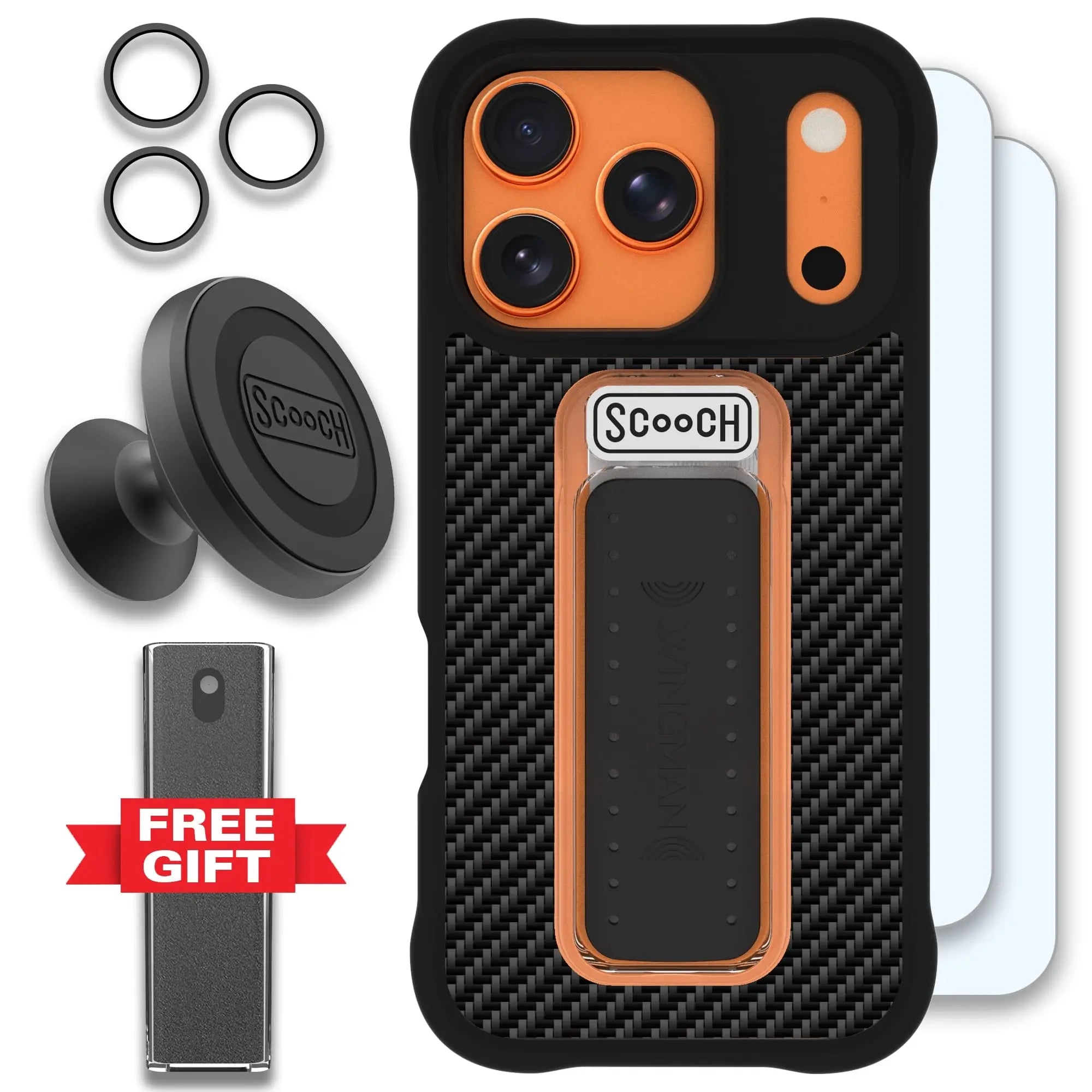 Scooch-Wingman Defender Bundle for iPhone 17 Pro-Carbon Fiber