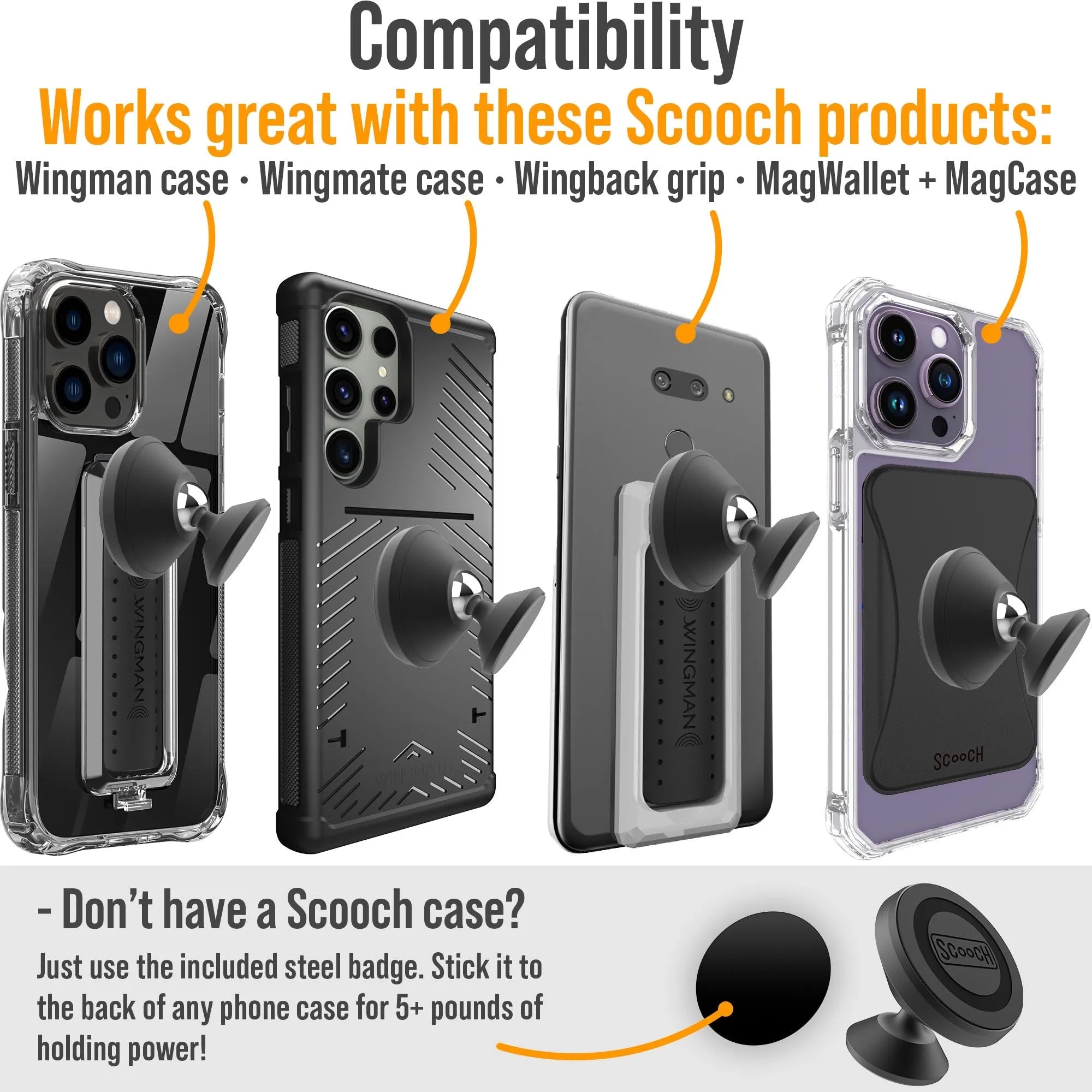 Compact, Universal Magnetic Car Mount - Wingmount by Scooch