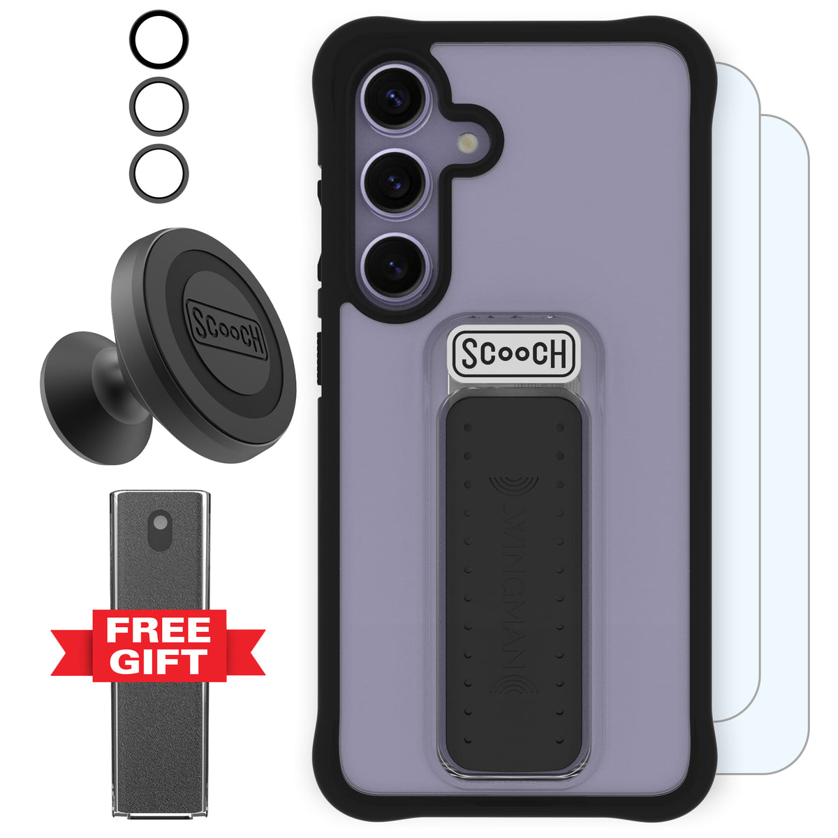 Scooch Wingman Defender Bundle for Galaxy S24 in Tuxedo Clear