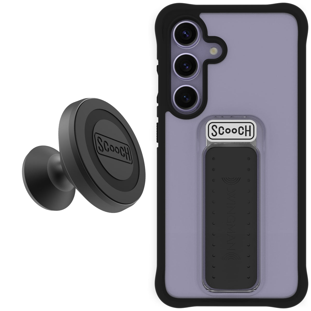 Scooch Wingman Starter Bundle for Galaxy S24 in Tuxedo Clear