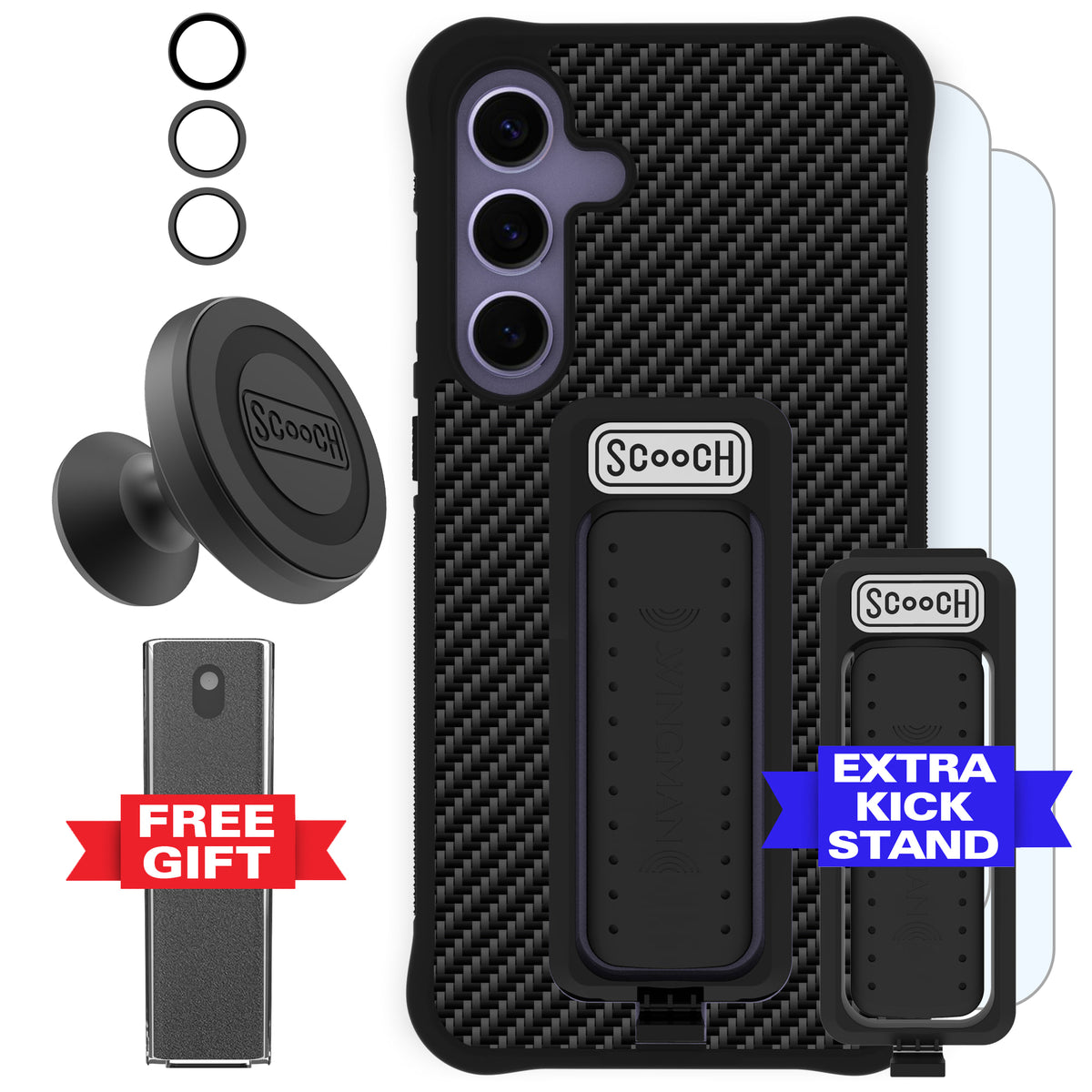 Scooch Wingman Defender Bundle for Galaxy S24+ in Carbon Fiber
