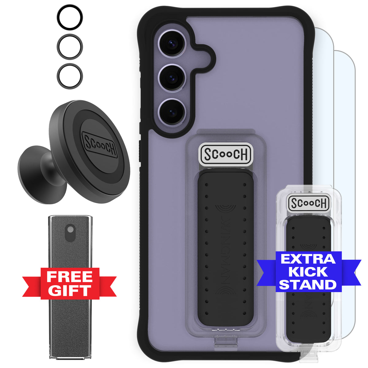 Scooch Wingman Defender Bundle for Galaxy S24+ in Tuxedo Clear