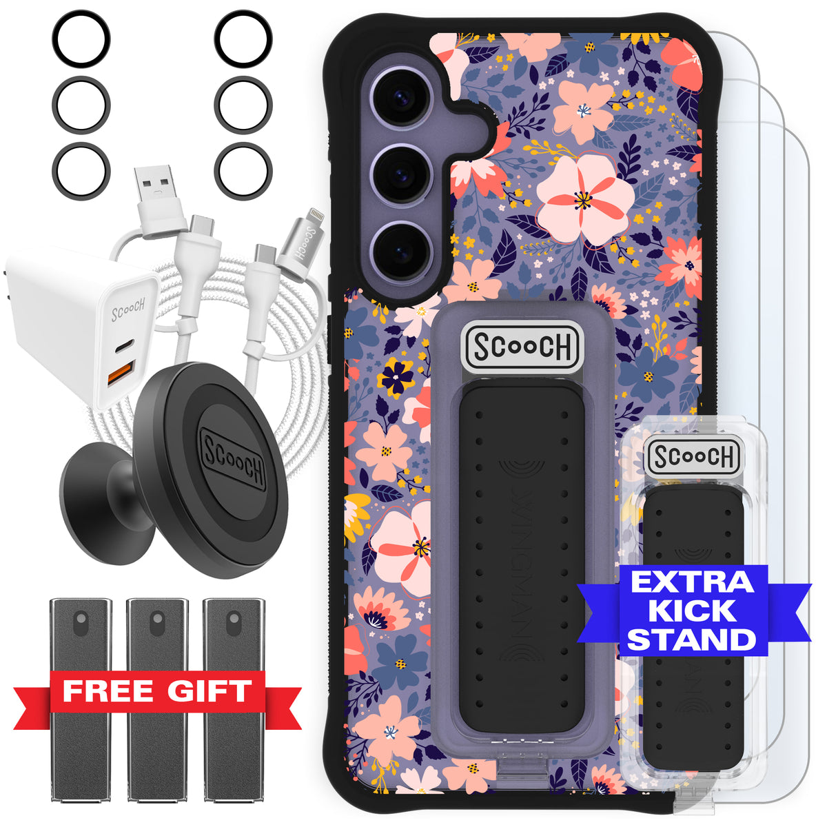 Scooch Wingman Ultimate Bundle for Galaxy S24+ in Wildflowers