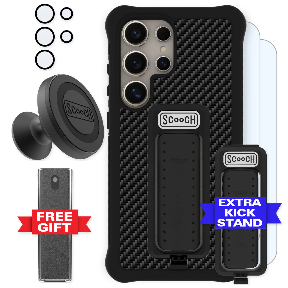 Scooch Wingman Defender Bundle for Galaxy S24 Ultra in Carbon Fiber