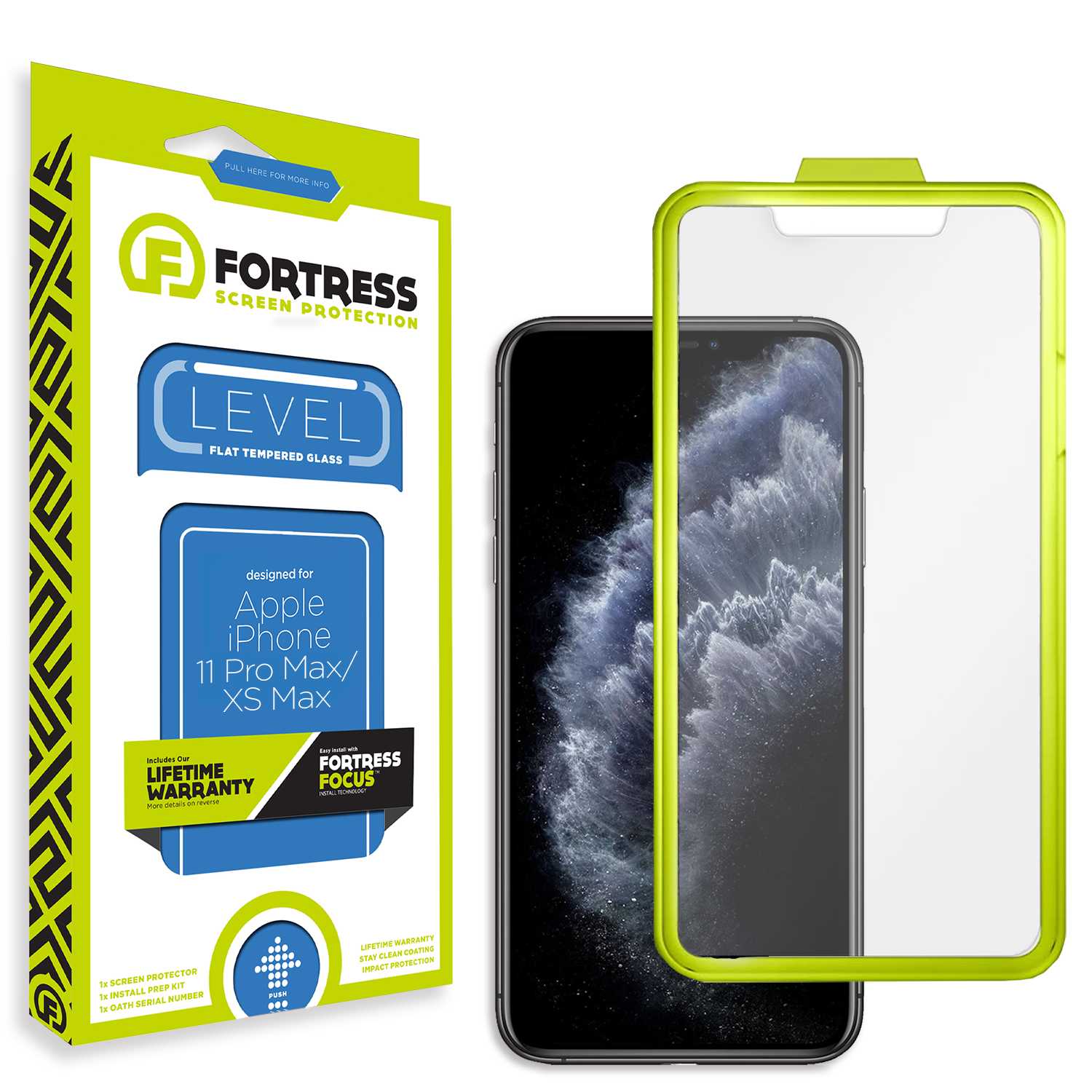 Fortress iPhone 11 Pro Max Screen Protector $0CoverageInstallTool Scooch Screen Protector