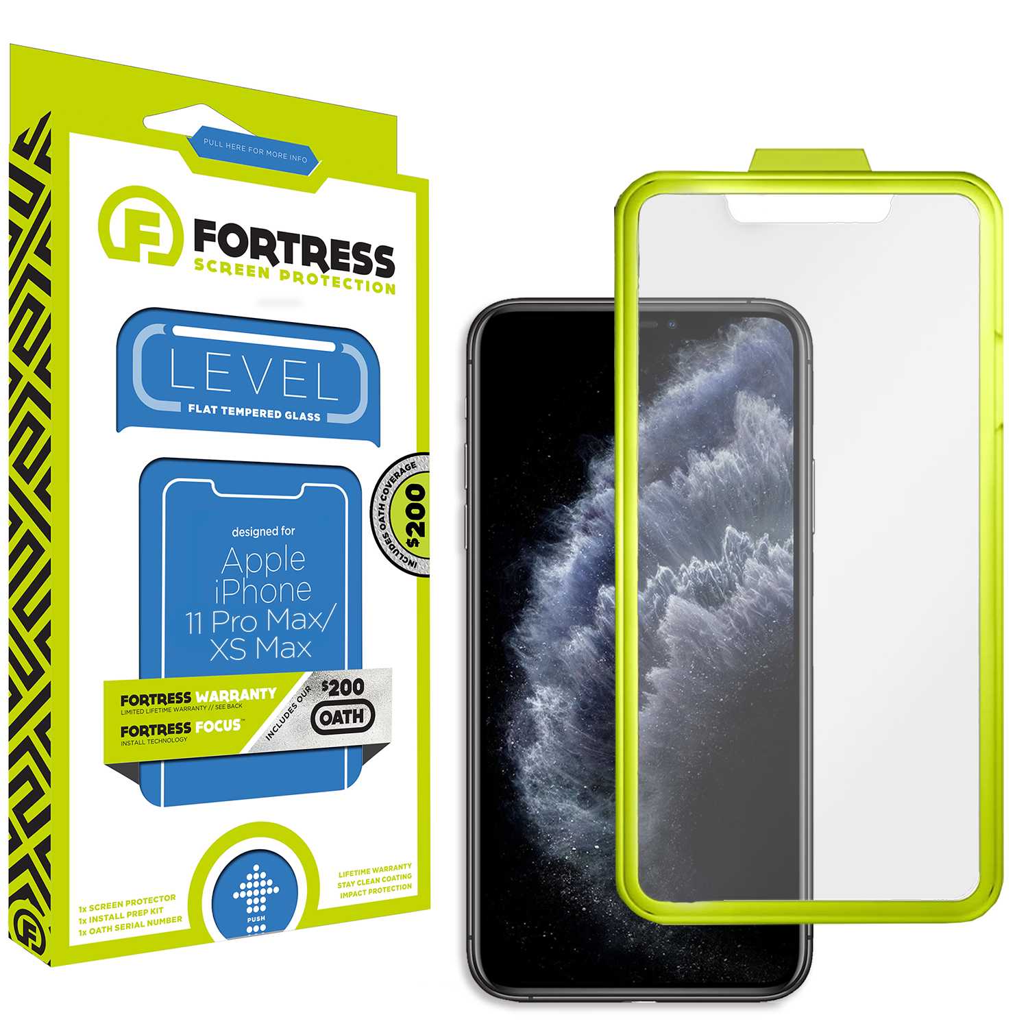 Fortress iPhone 11 Pro Max Screen Protector $200CoverageInstallTool Scooch Screen Protector