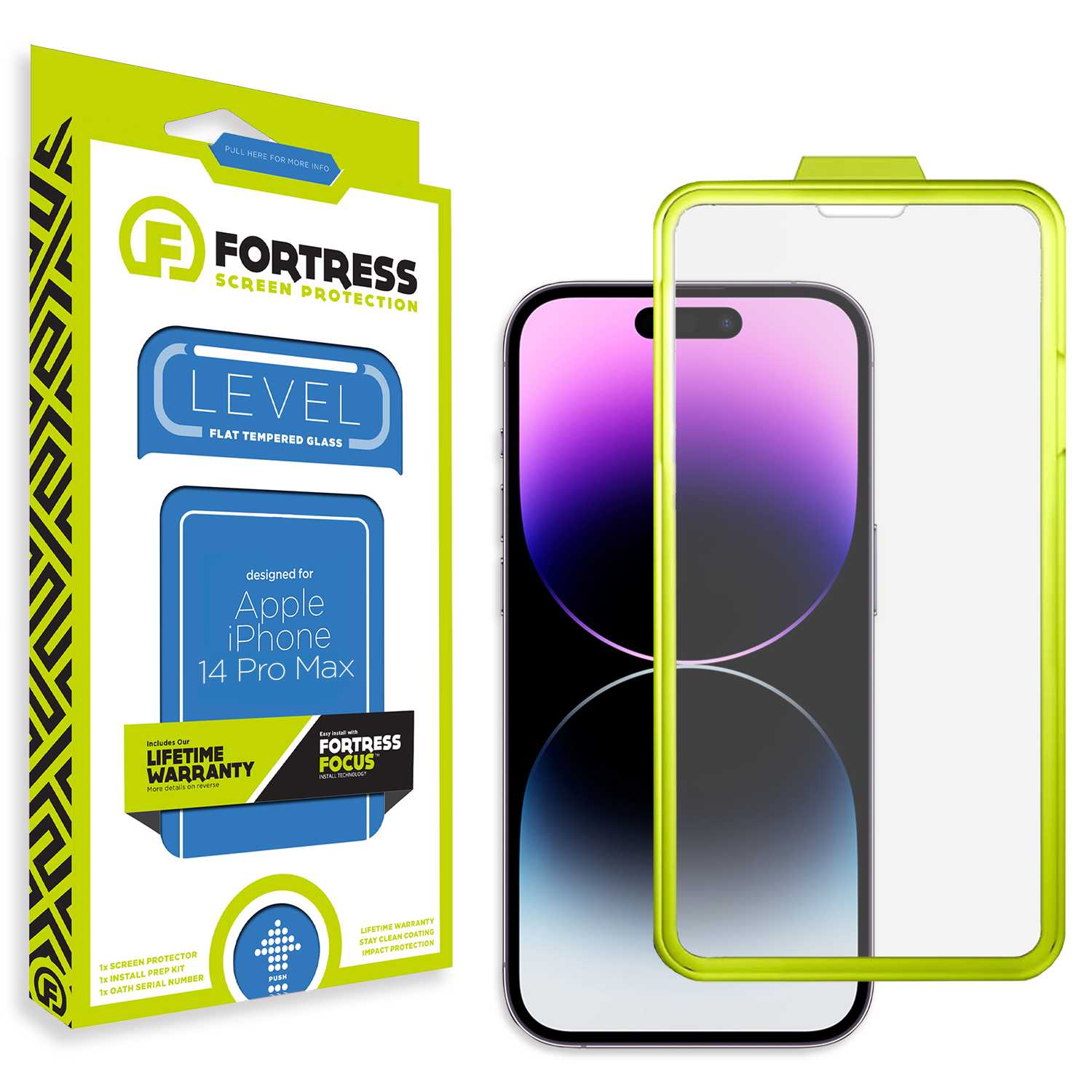 Fortress iPhone 14 Pro Max Screen Protector $0CoverageInstallTool Scooch Screen Protector