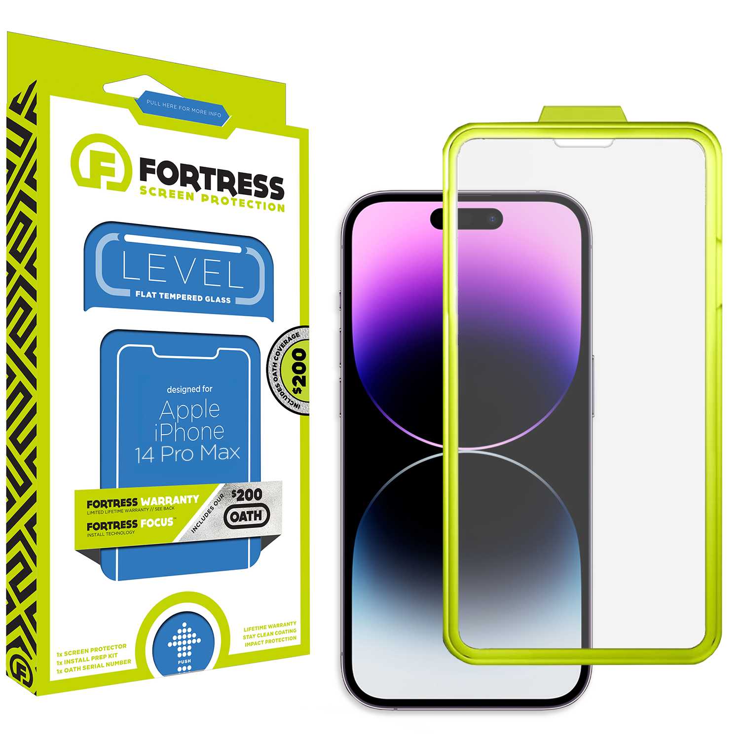 Fortress iPhone 14 Pro Max Screen Protector $200CoverageInstallTool Scooch Screen Protector