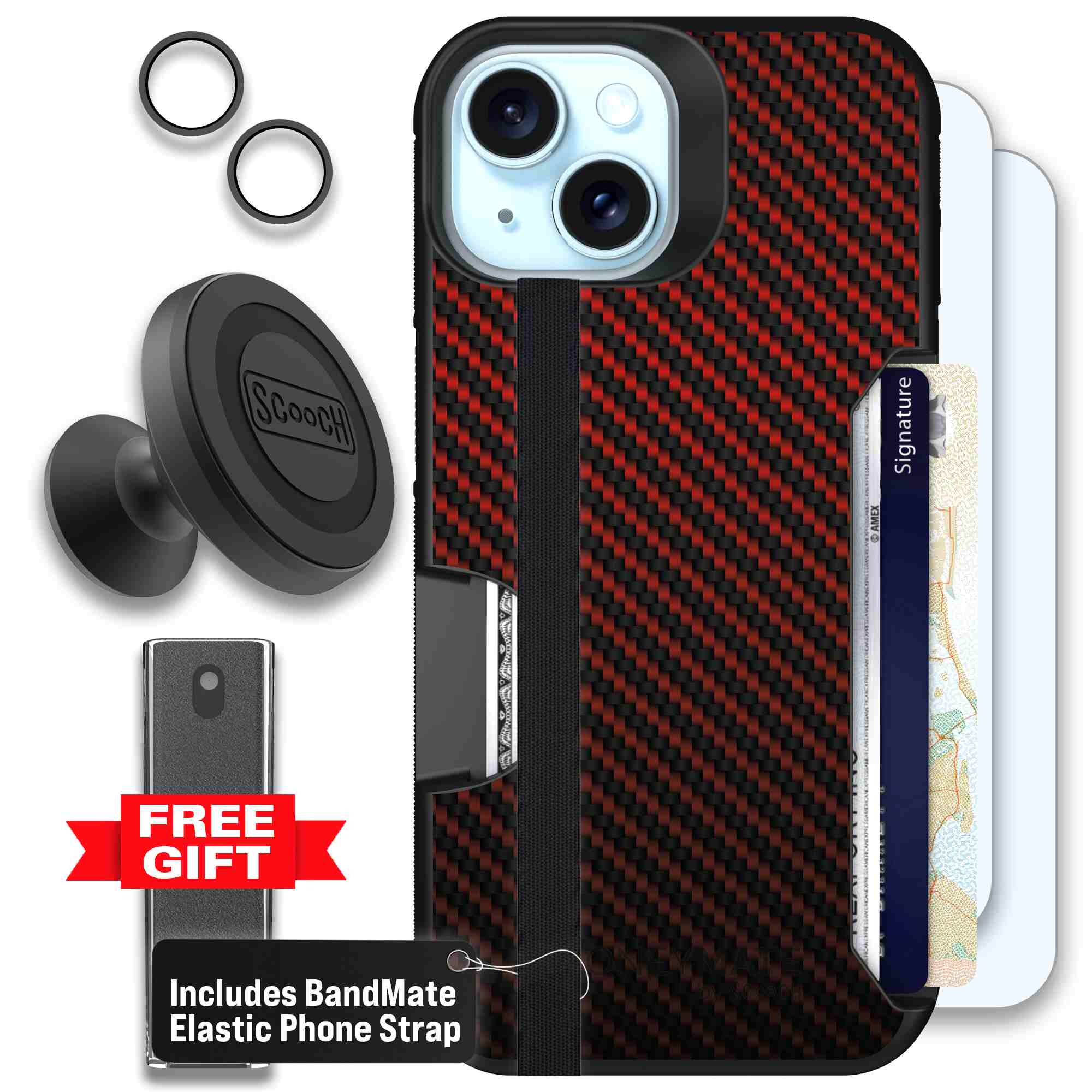 Red Carbon Fiber | website | iPhone 15 | Defender Bundle