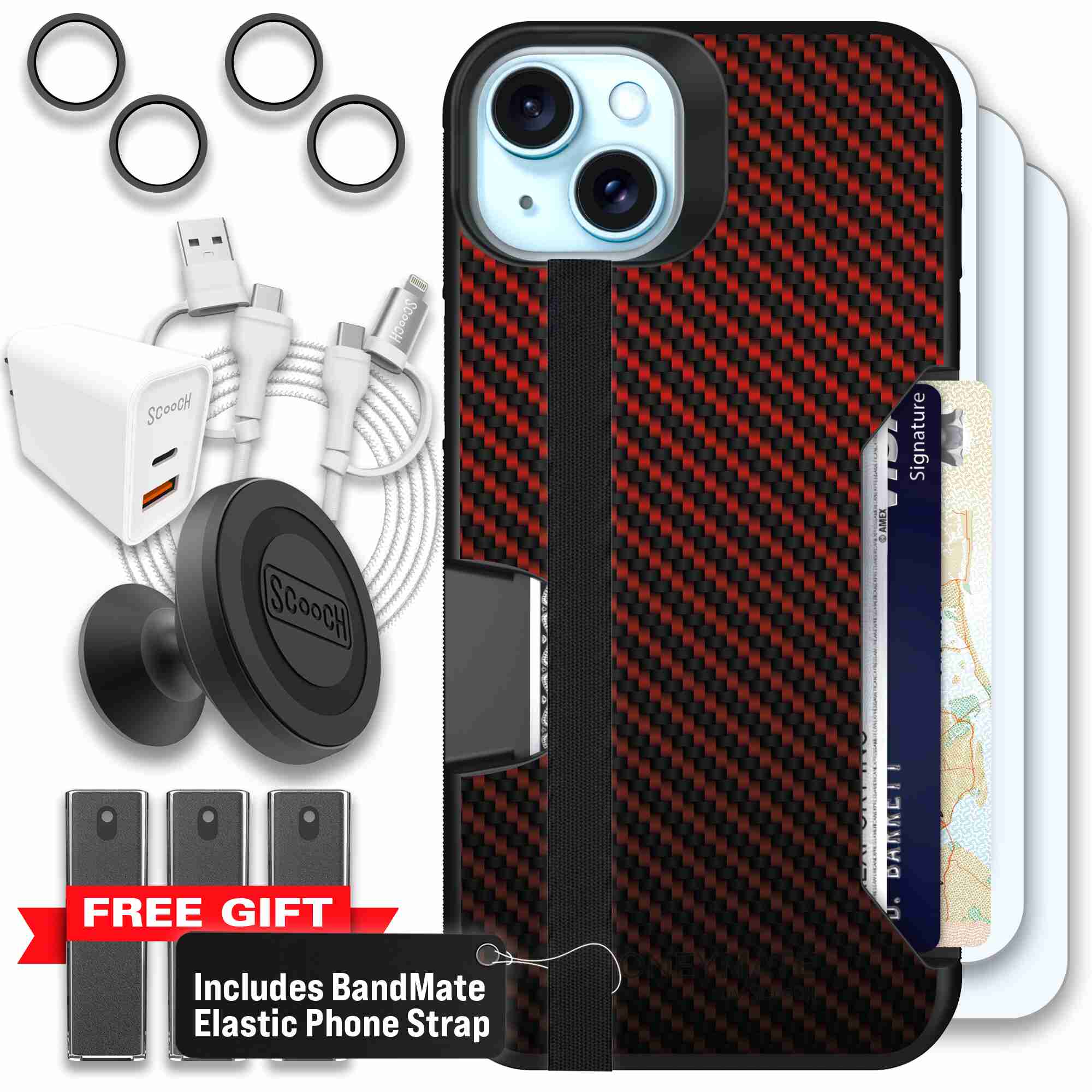 Red Carbon Fiber | website | iPhone 15 Plus | Ultimate Bundle