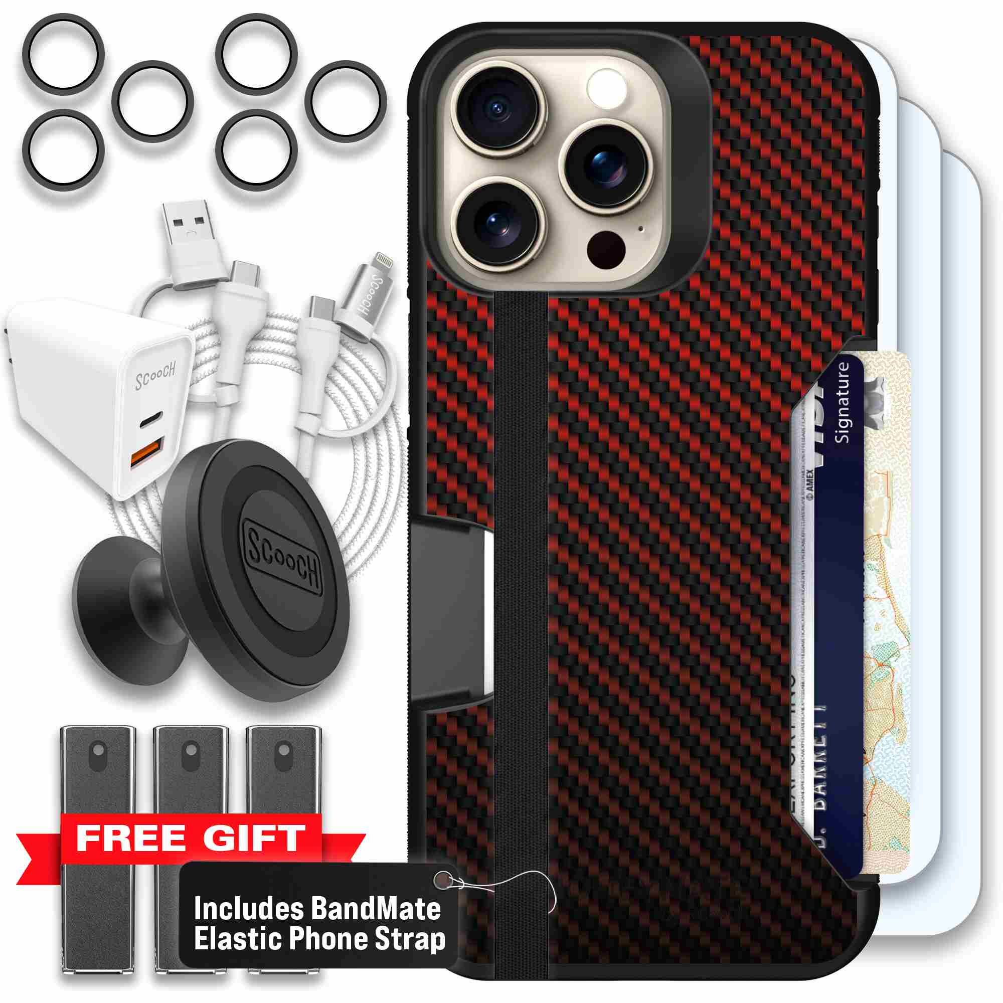 Red Carbon Fiber | website | iPhone 15 Pro Max | Ultimate Bundle