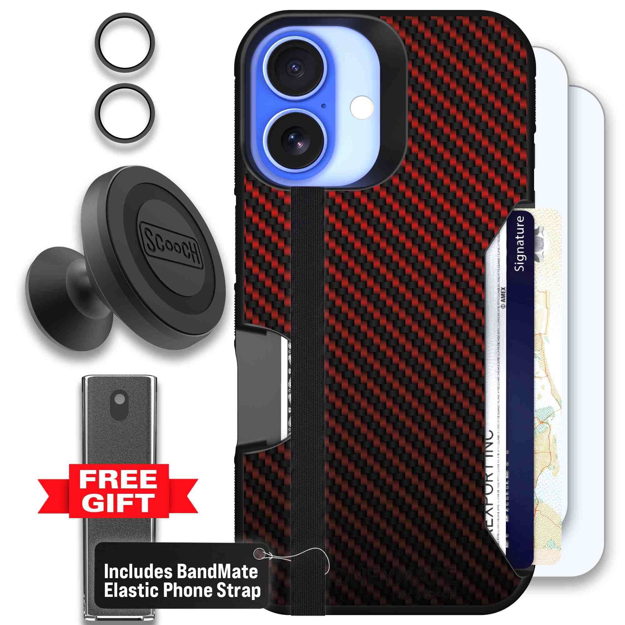 Red Carbon Fiber | website | iPhone 16 | Defender Bundle