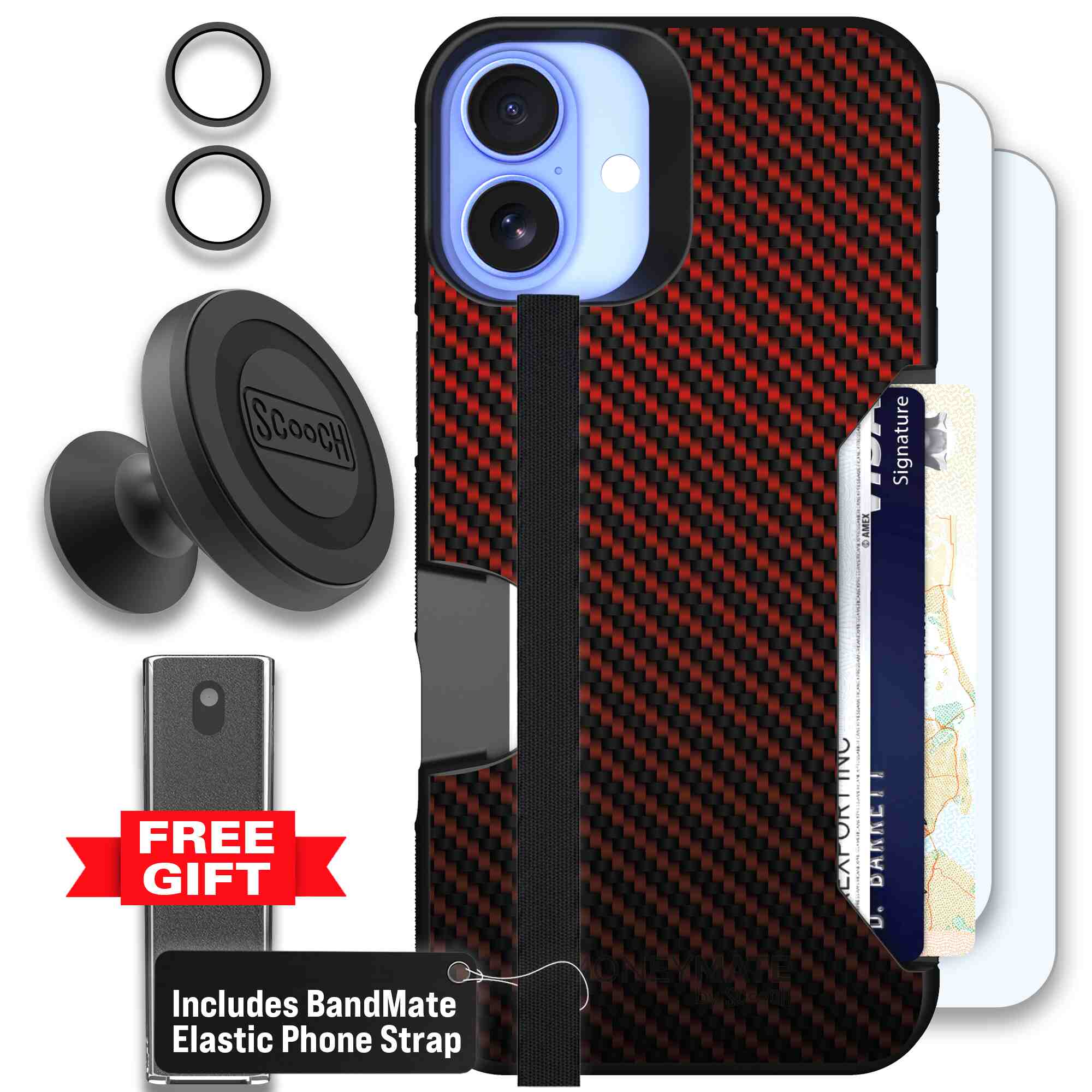 Red Carbon Fiber | website | iPhone 16 Plus | Defender Bundle