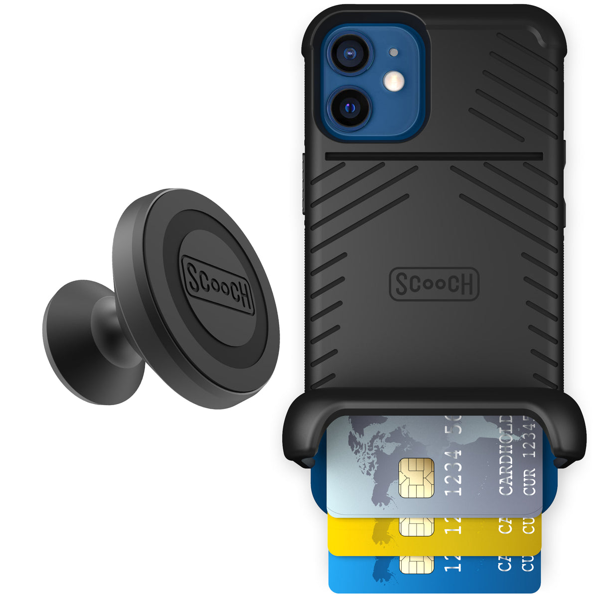 Scooch Wingman Starter Bundle for iPhone 12 mini in Tuxedo Clear